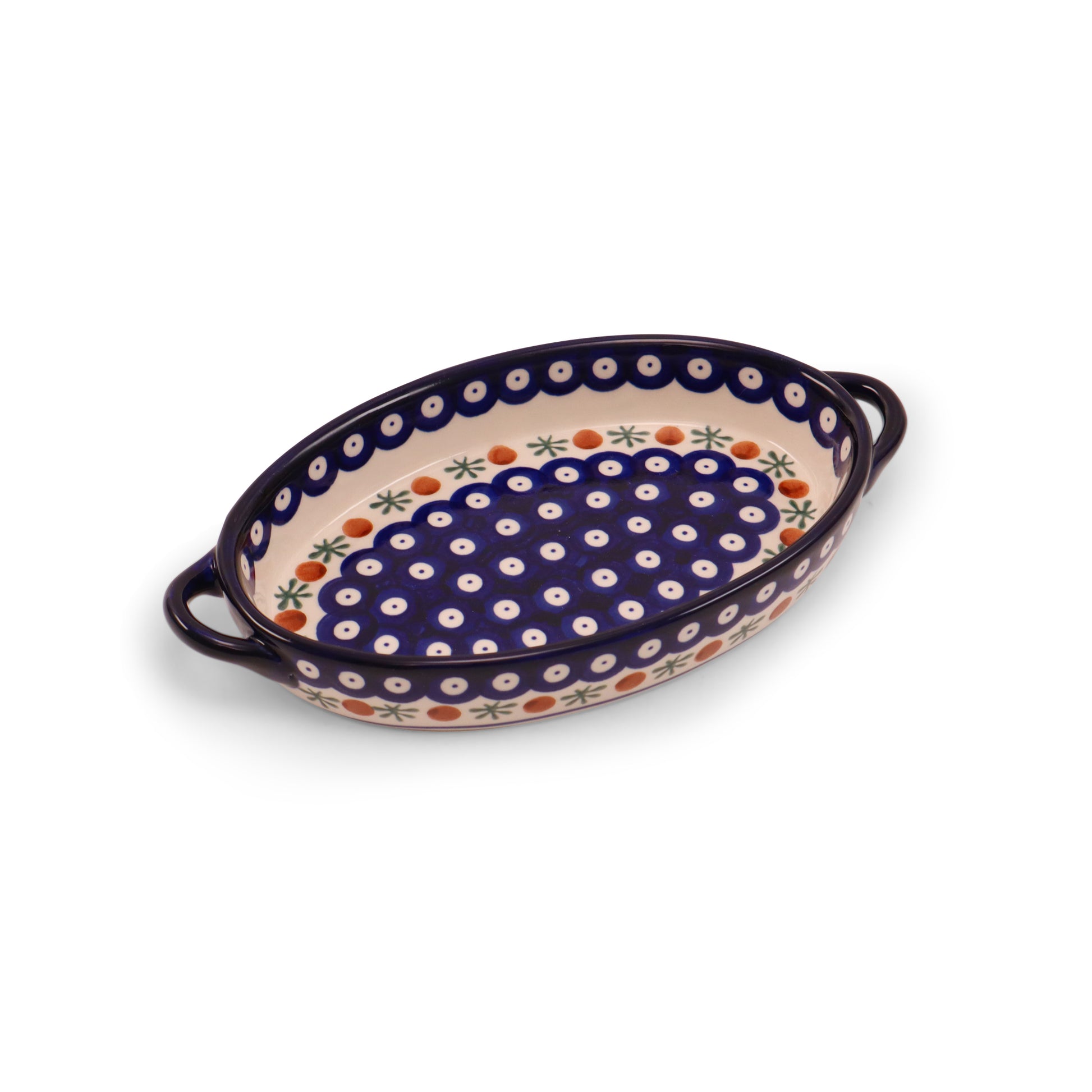 9.5"x6.5" Oval Baker with handles. Pattern: 013X