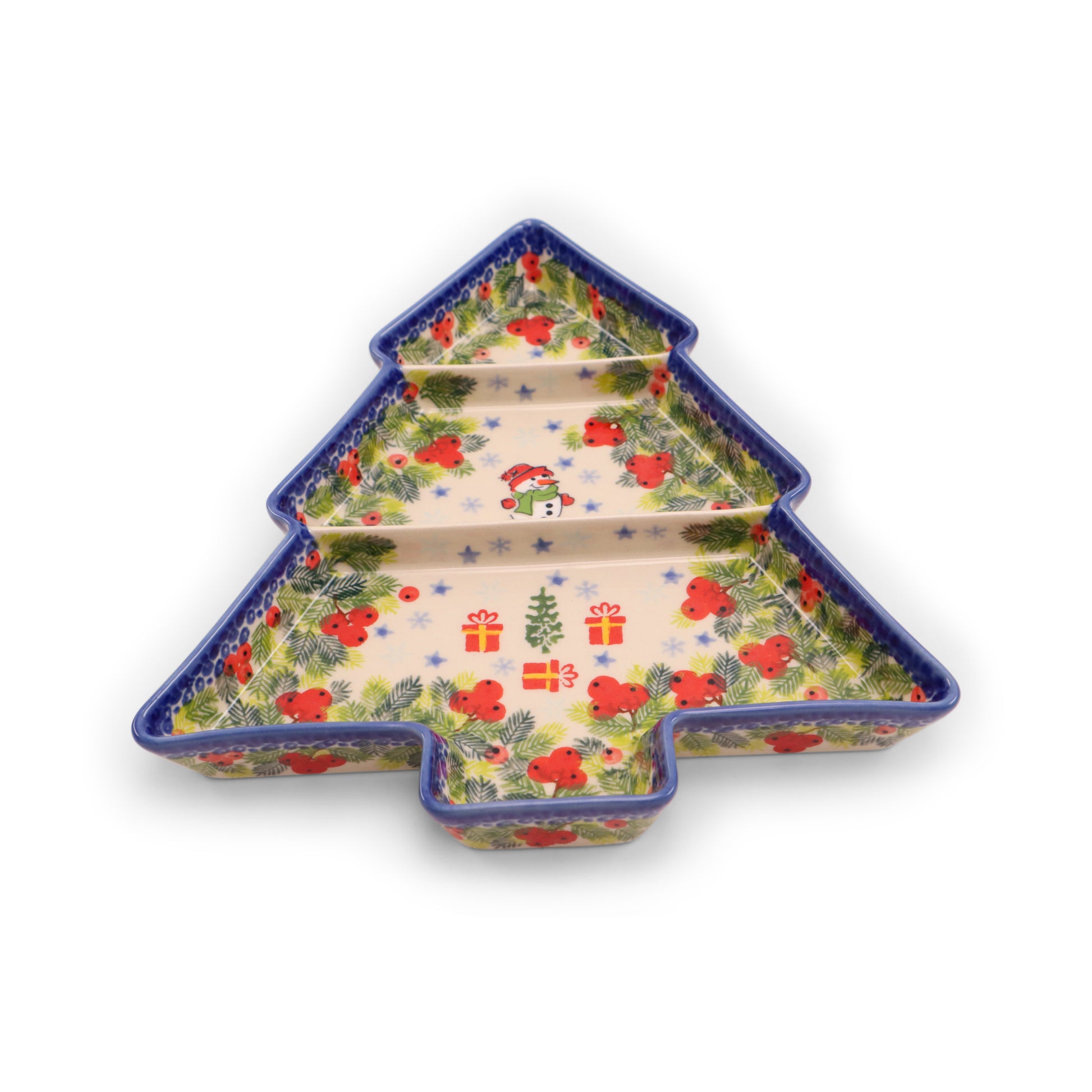 11"x9.5" Tree Divided Tray. Pattern: Happy Time