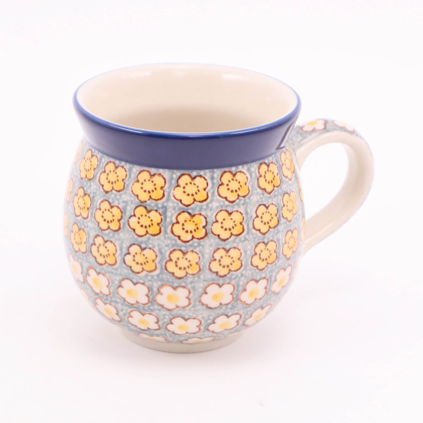12oz Belly Mug. Pattern: Fancy Free