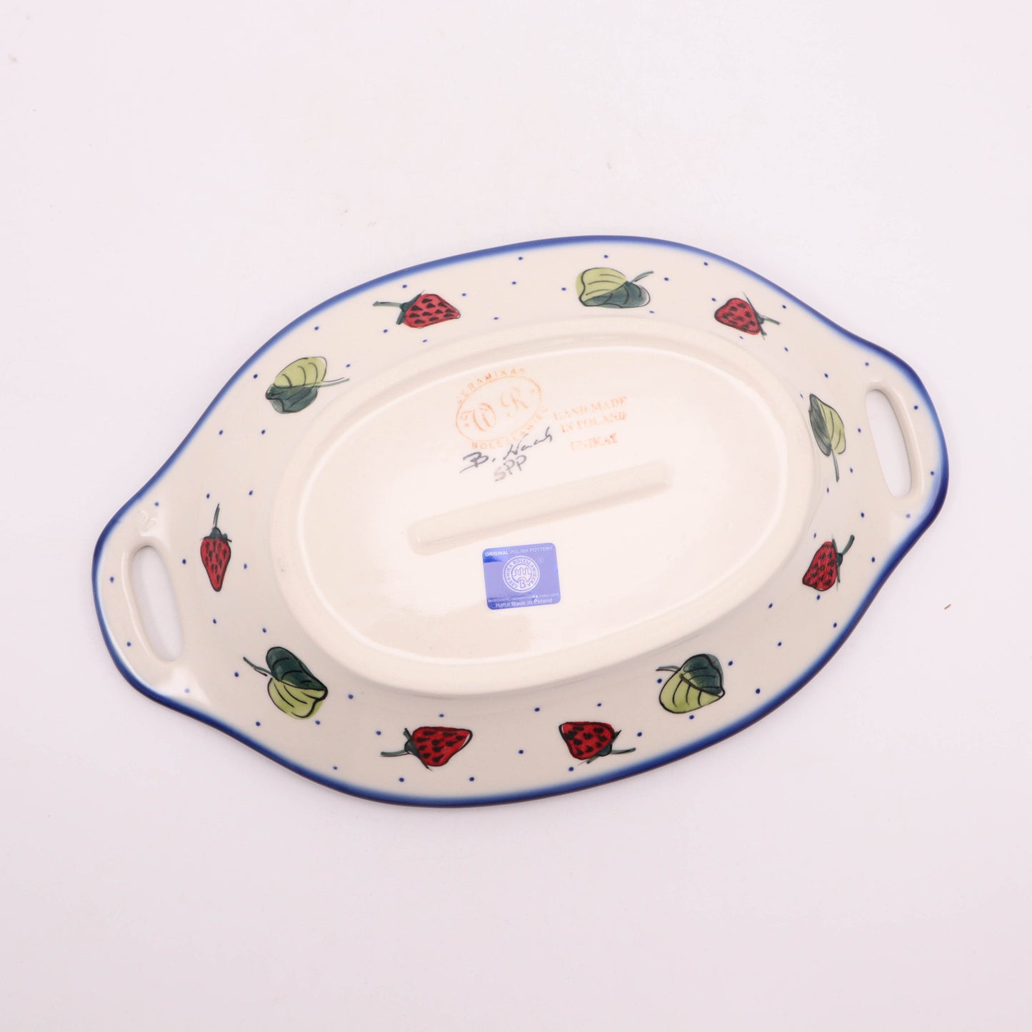 12.5"x8" Oval Dish with Handles. Pattern: Strawberry Shortcake