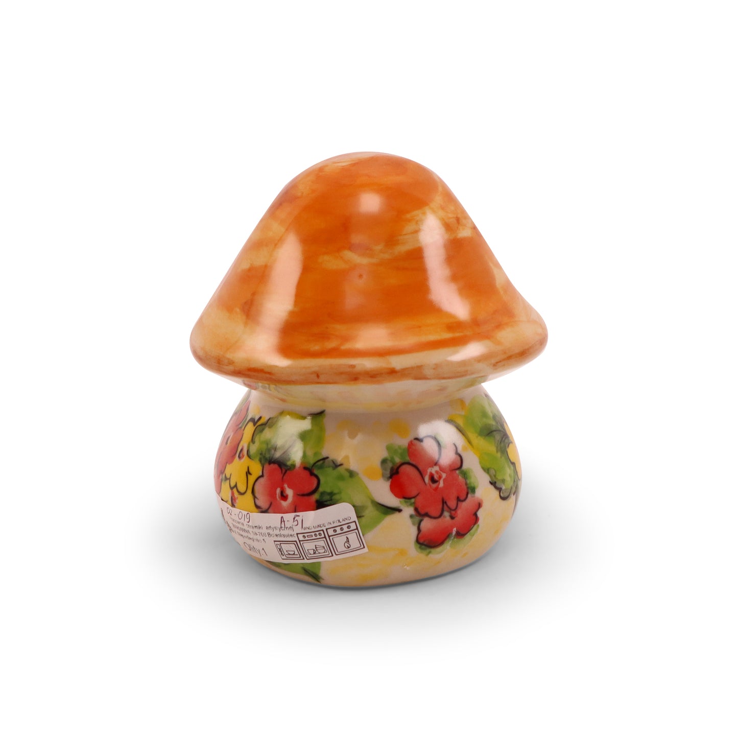 4.5"x4" Mushroom Figurine. Pattern: Happy