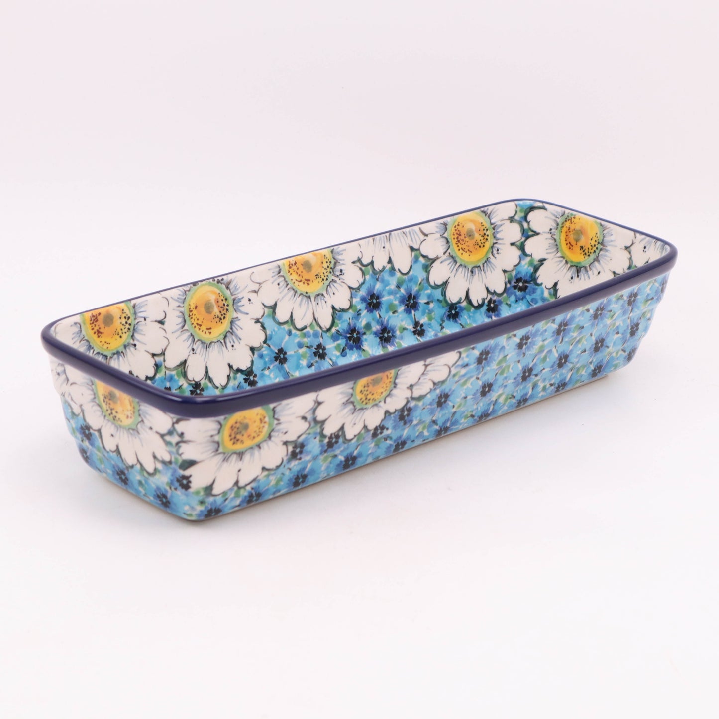 12"x4.5" Long Rectangular Baker. Pattern: Daisy Parade