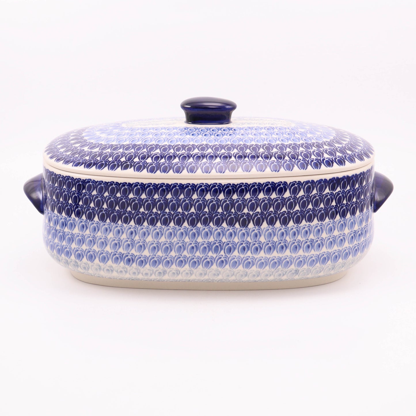 17"x9"x8" Bread Container. Pattern: Cobalt Crocus