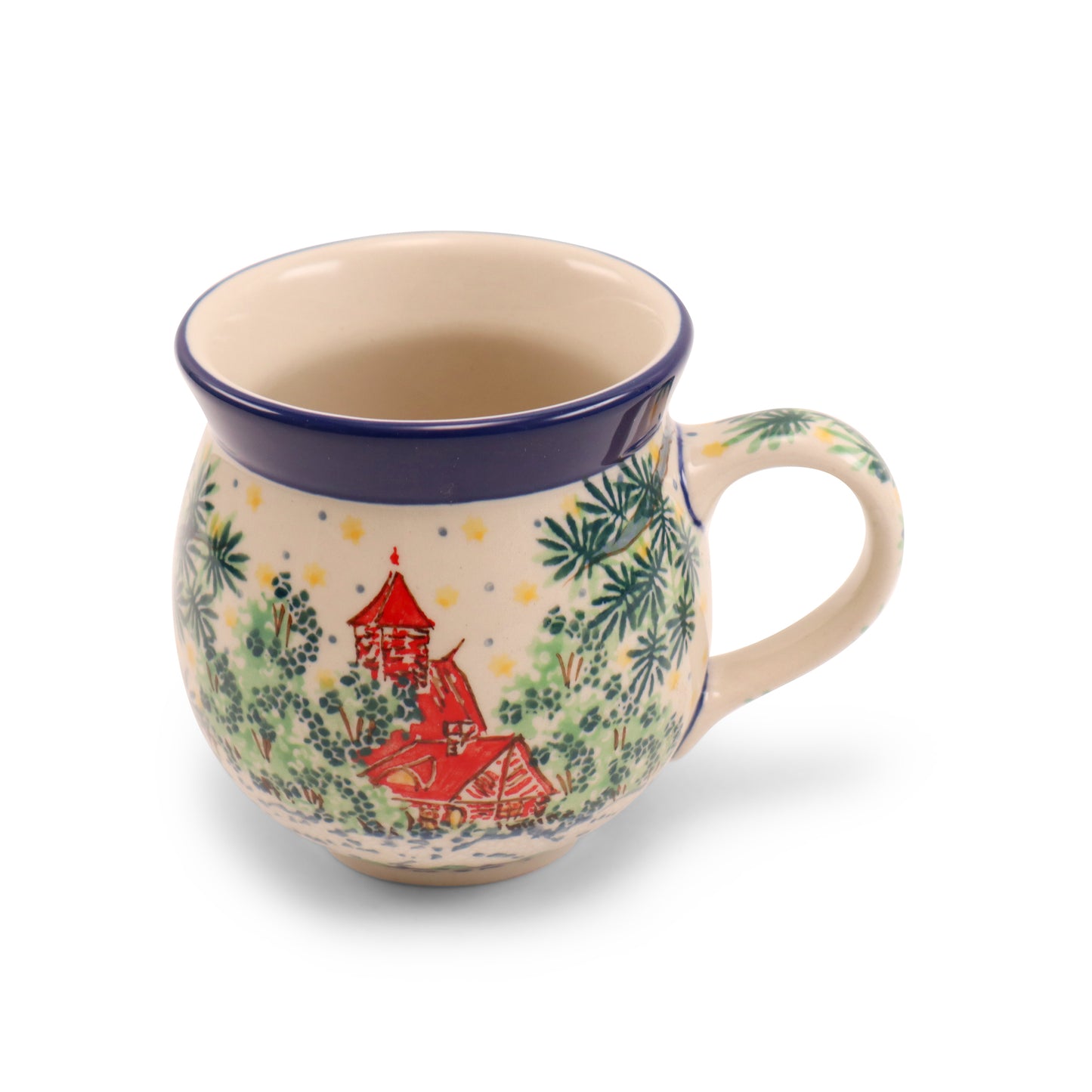 12oz Belly Mug .Pattern: Winter Birds