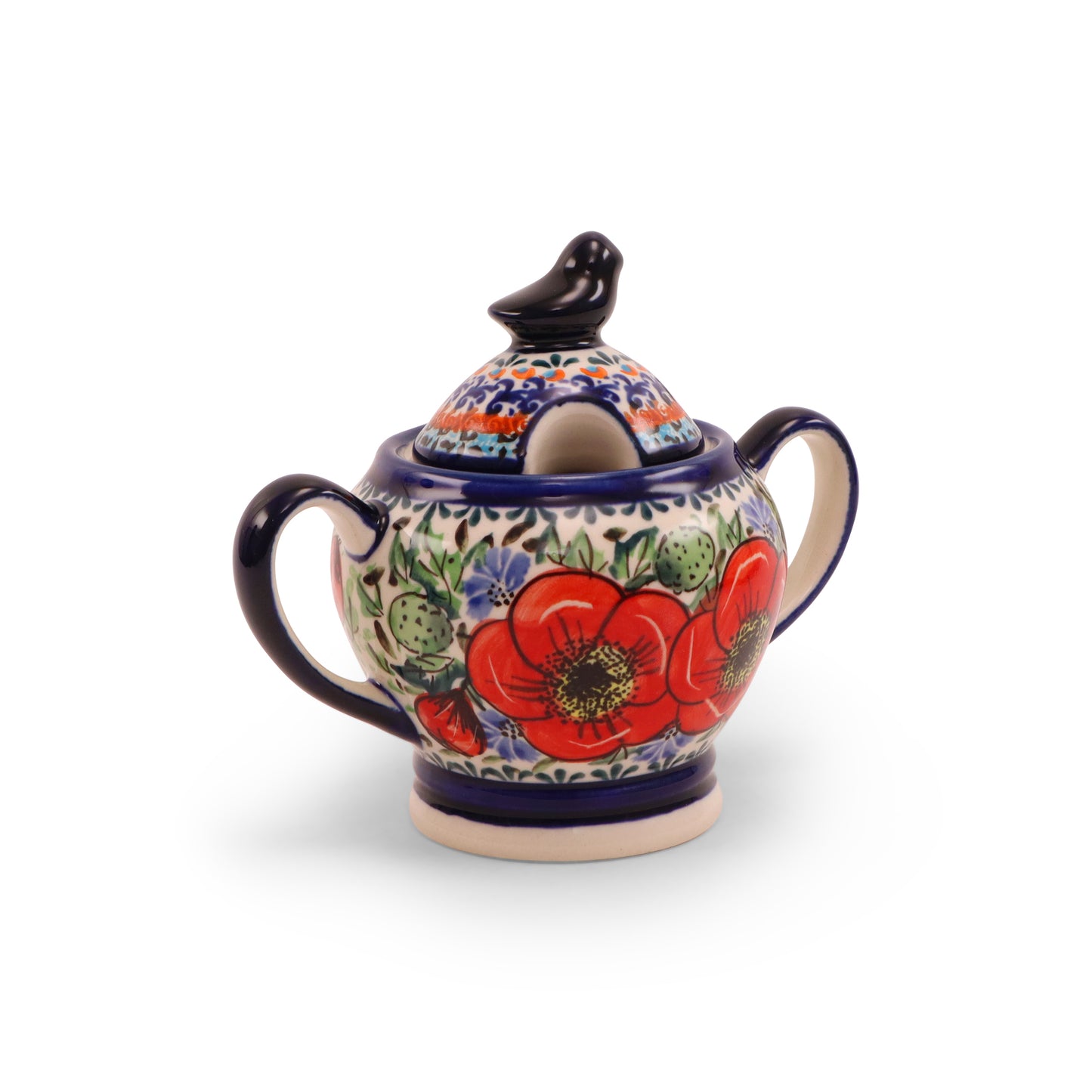 8oz Sugar Bowl. Pattern: Country Poppy