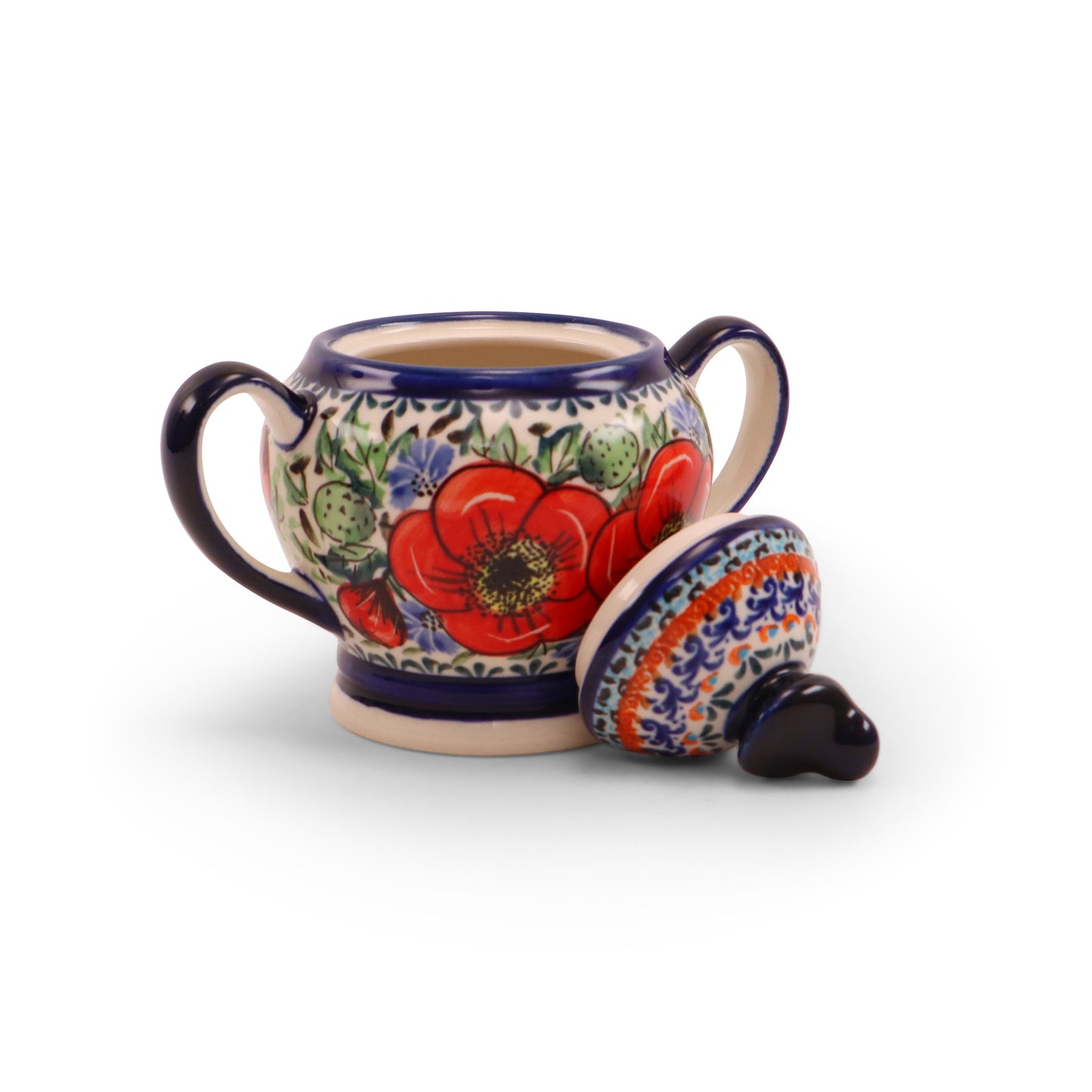 8oz Sugar Bowl. Pattern: Country Poppy