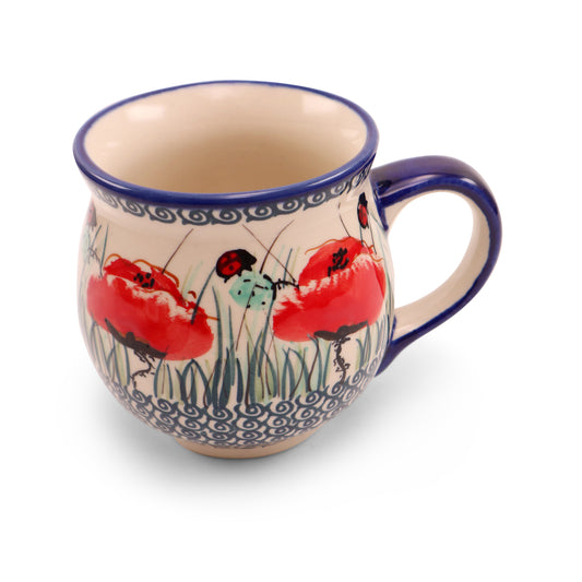 16oz Belly Mug. Pattern: Red Poppy