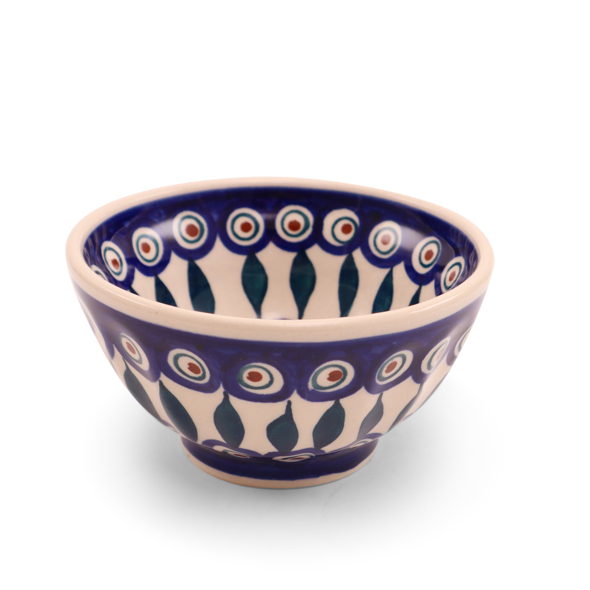 5.25"x3" Scallop Bowl 2Q. Pattern: Modern Peacock