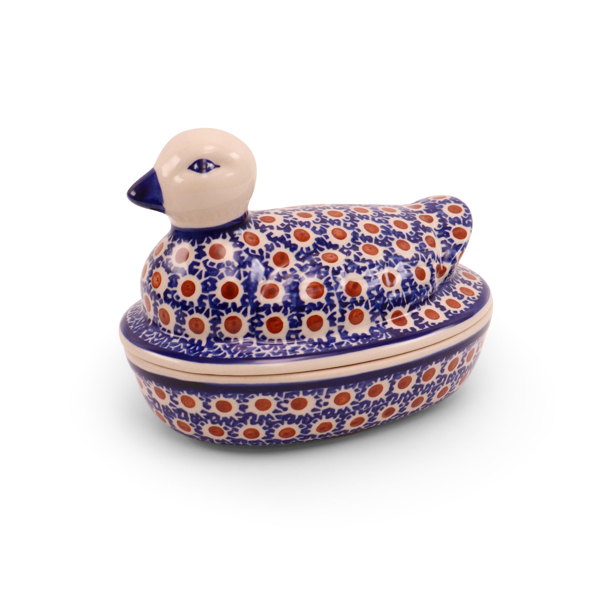 7x4x1.5 Covered Duck baker .Pattern Vintage