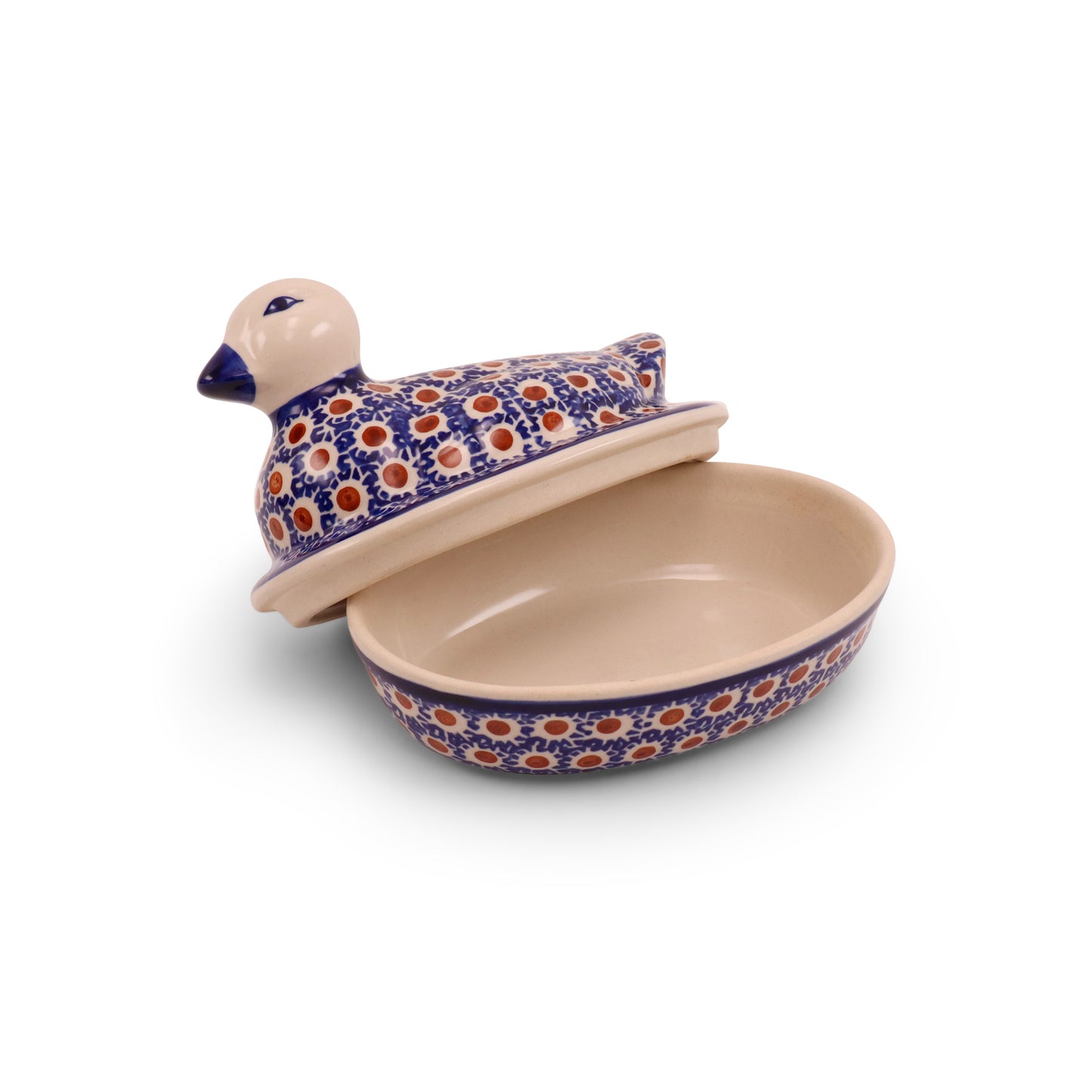 7x4x1.5 Covered Duck baker .Pattern Vintage