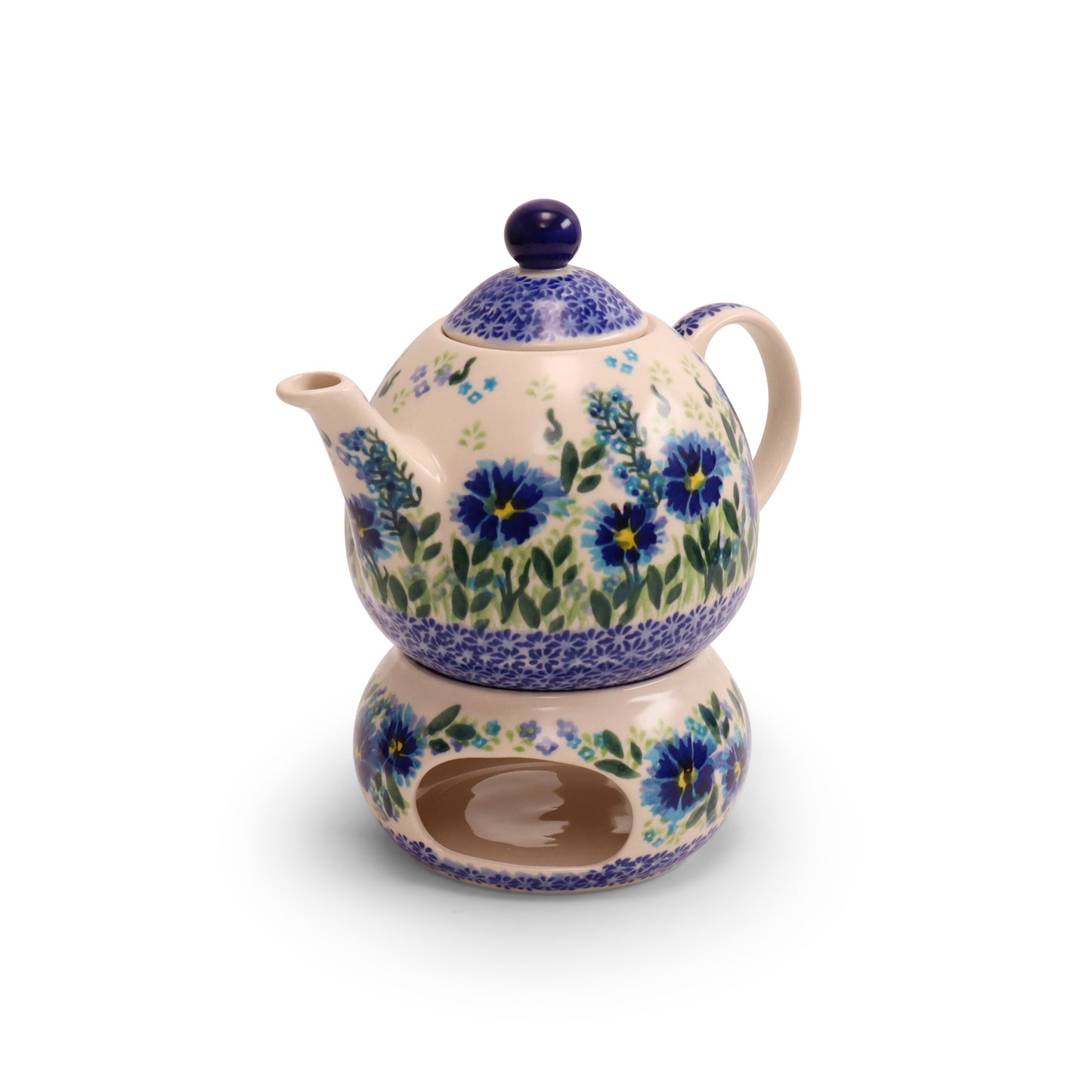 22oz Teapot with Warmer. Pattern: Cornflower