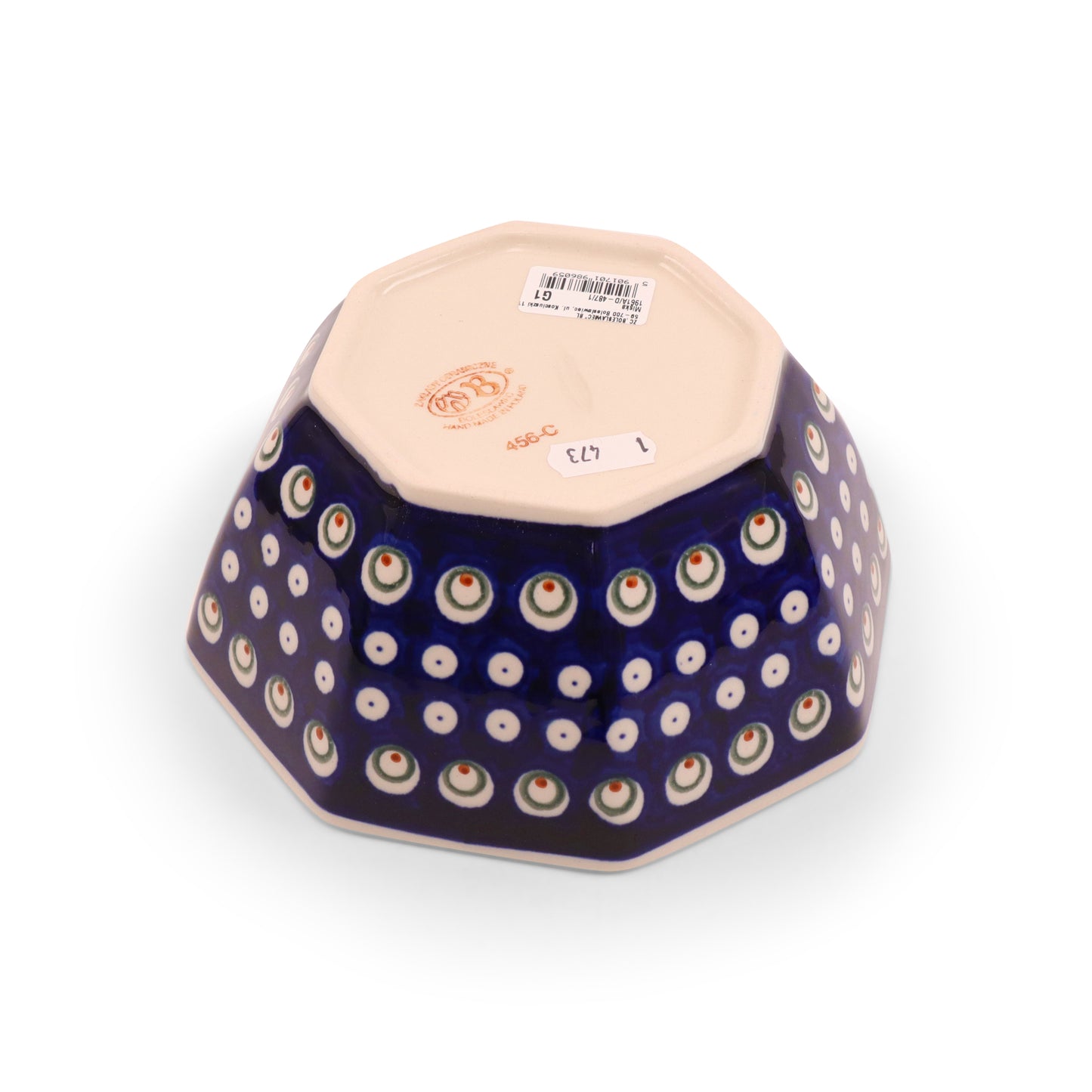 7"x3.5" Octagonal Bowl. Pattern: Private Eyes