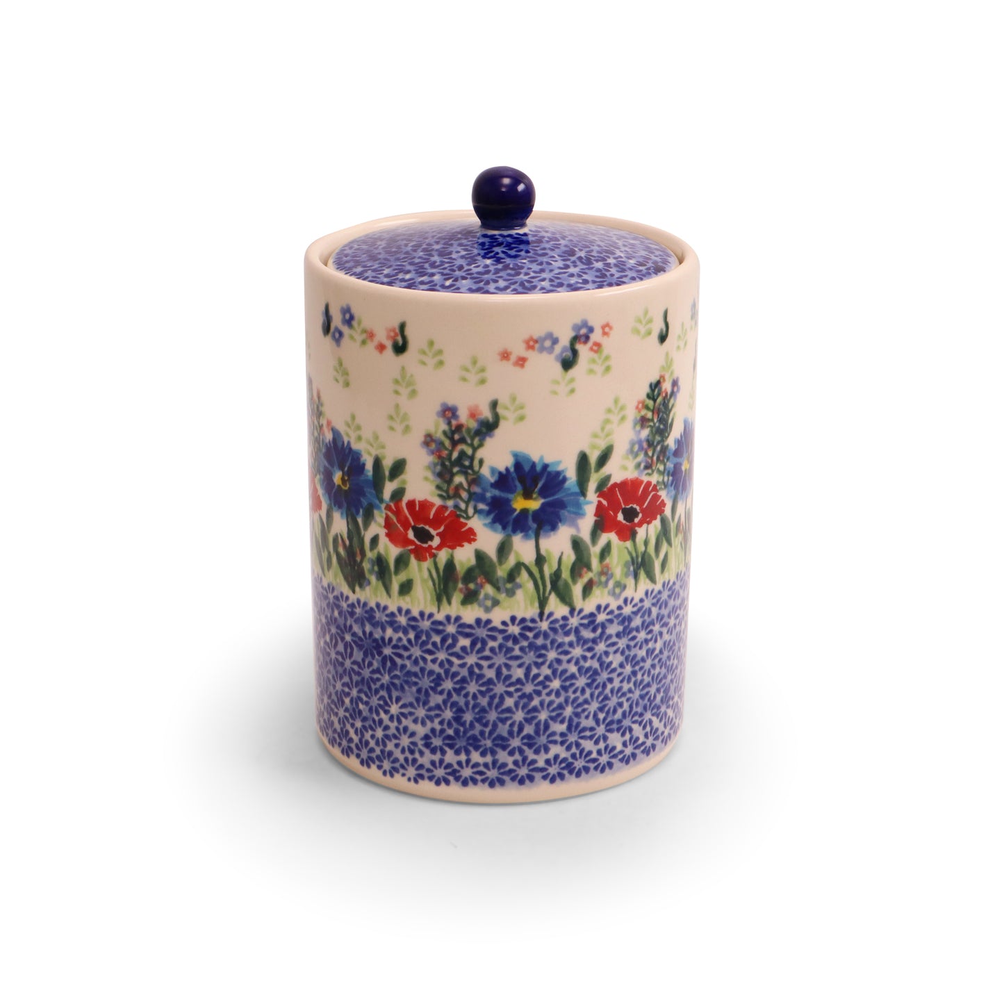 37oz Container with Lid. Pattern: Maki Cornflower