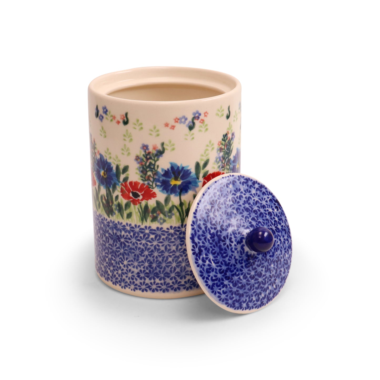 37oz Container with Lid. Pattern: Maki Cornflower
