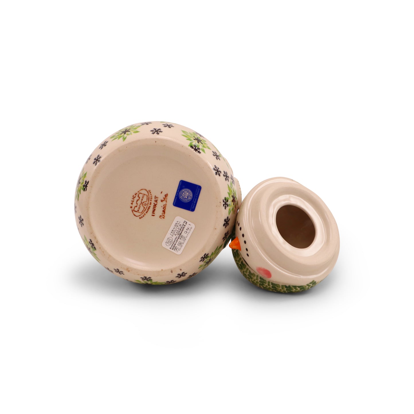 7"x9" Snowman Container .Pattern: Green