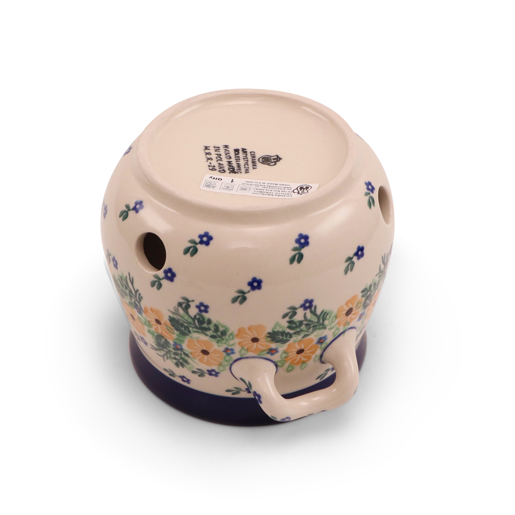 4.5"x6" Covered Garlic Jar with Handles Pattern: Sunday Morning