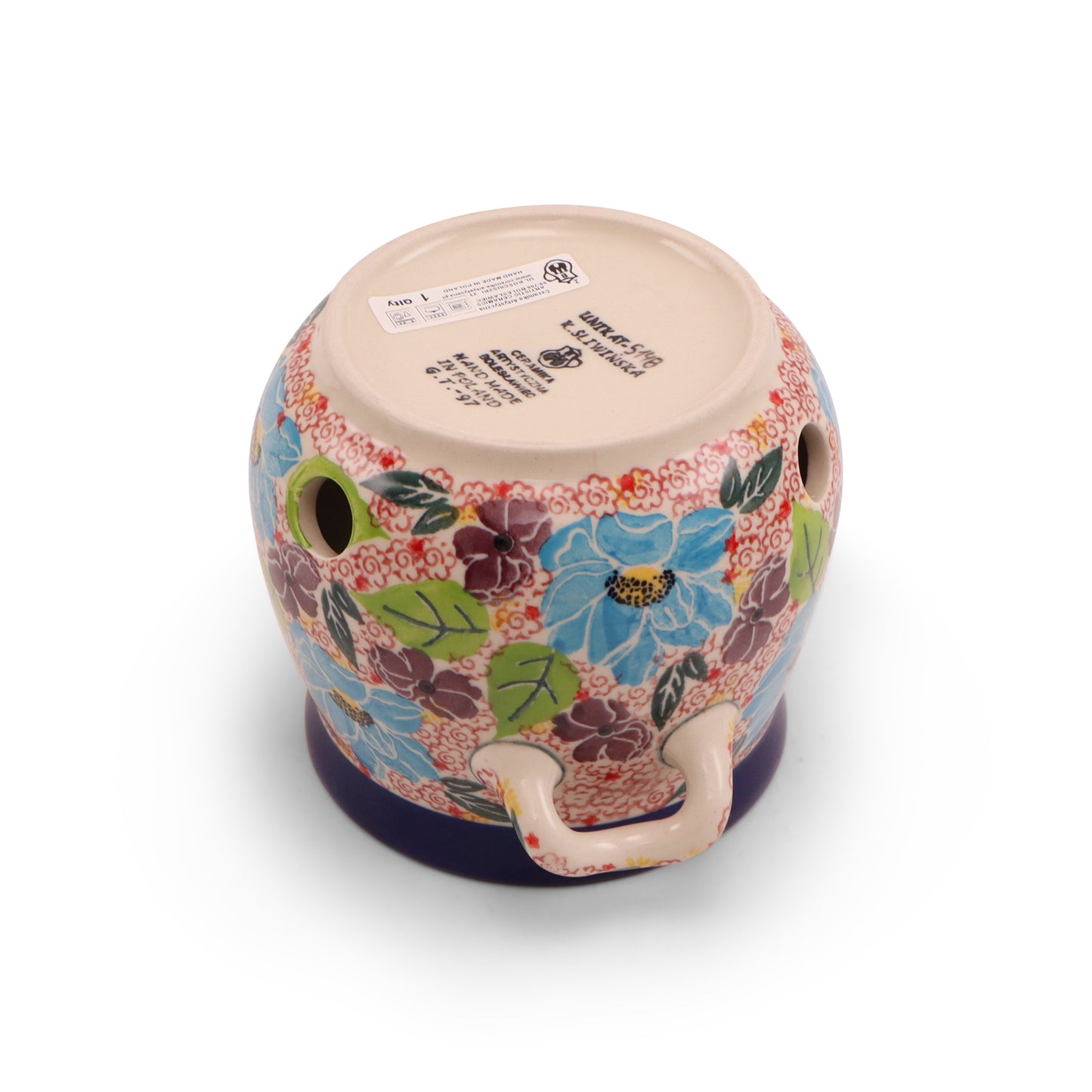 4.5"x6" Covered Garlic Jar with Handles Pattern: Summertime