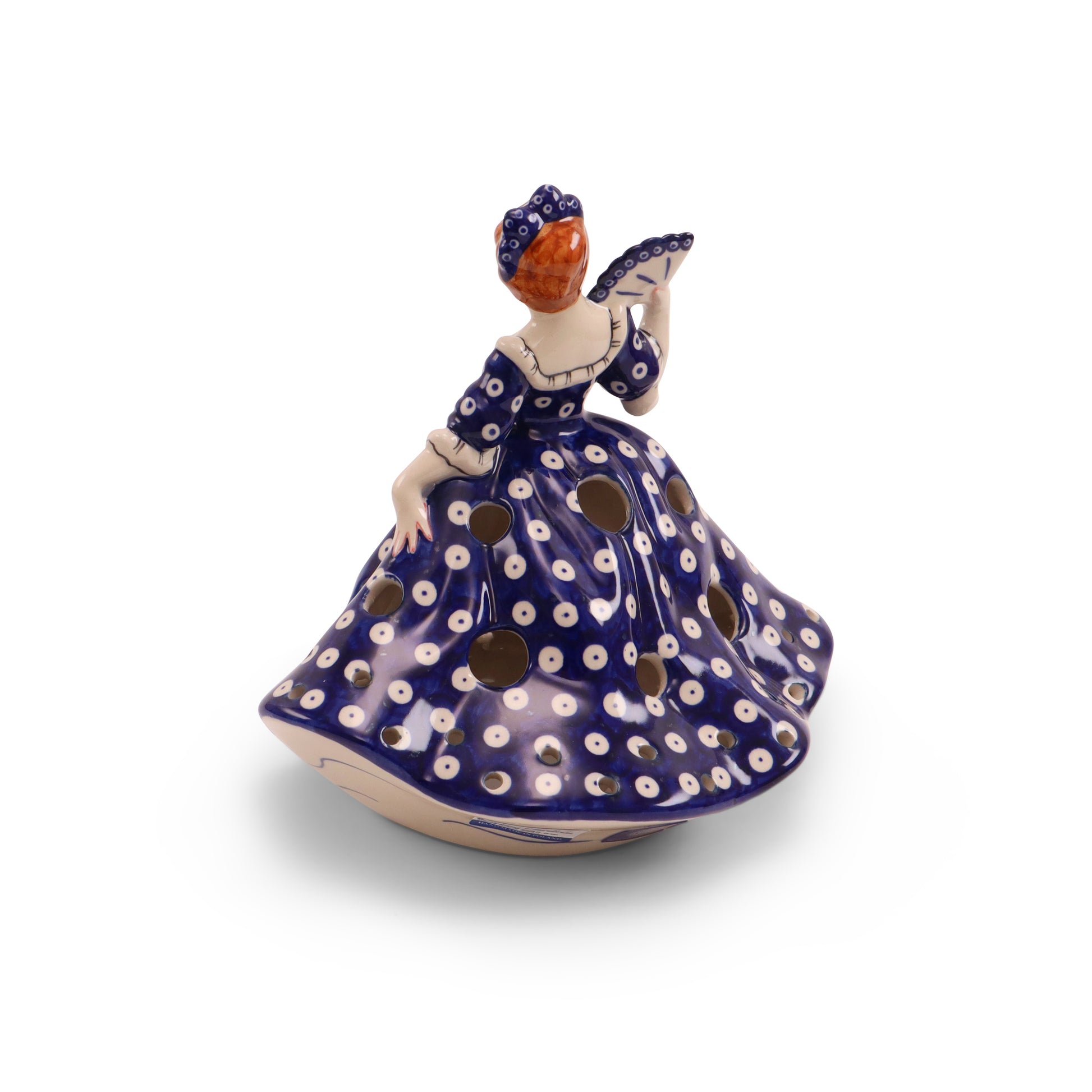 9"x9" Luminary Lady Figurine. Pattern: Owl Eye Cobalt