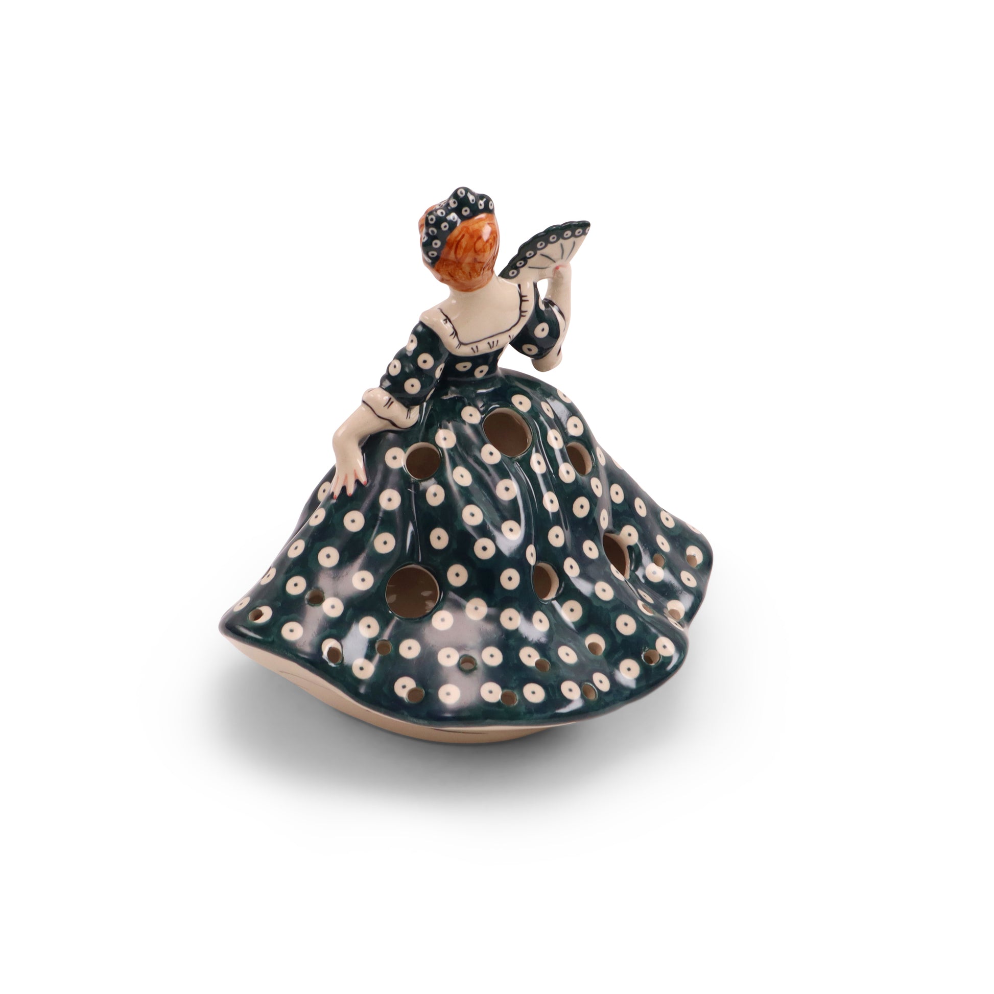 9"x9" Luminary Lady Figurine. Pattern: Owl Eye Emerald