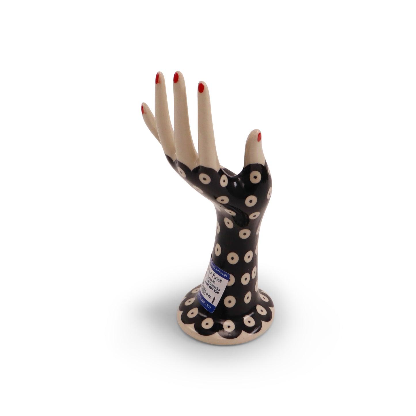 7"x3" Jewelry Hand Stand. Pattern: Owl Eye Onyx