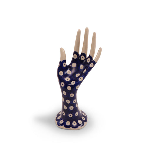 7"x3" Jewelry Hand Stand. Pattern: Owl Eye Cobalt
