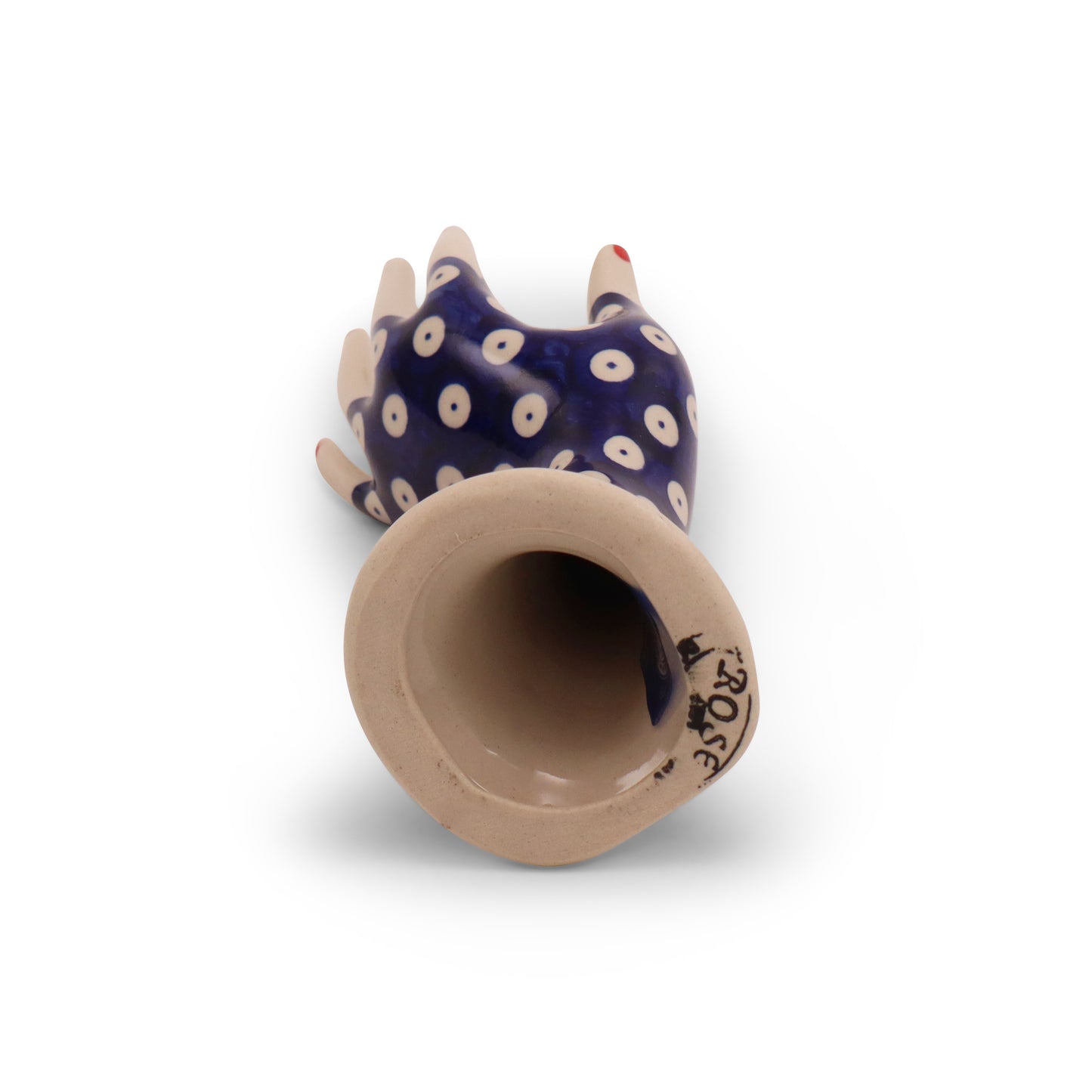 7"x3" Jewelry Hand Stand. Pattern: Owl Eye Cobalt