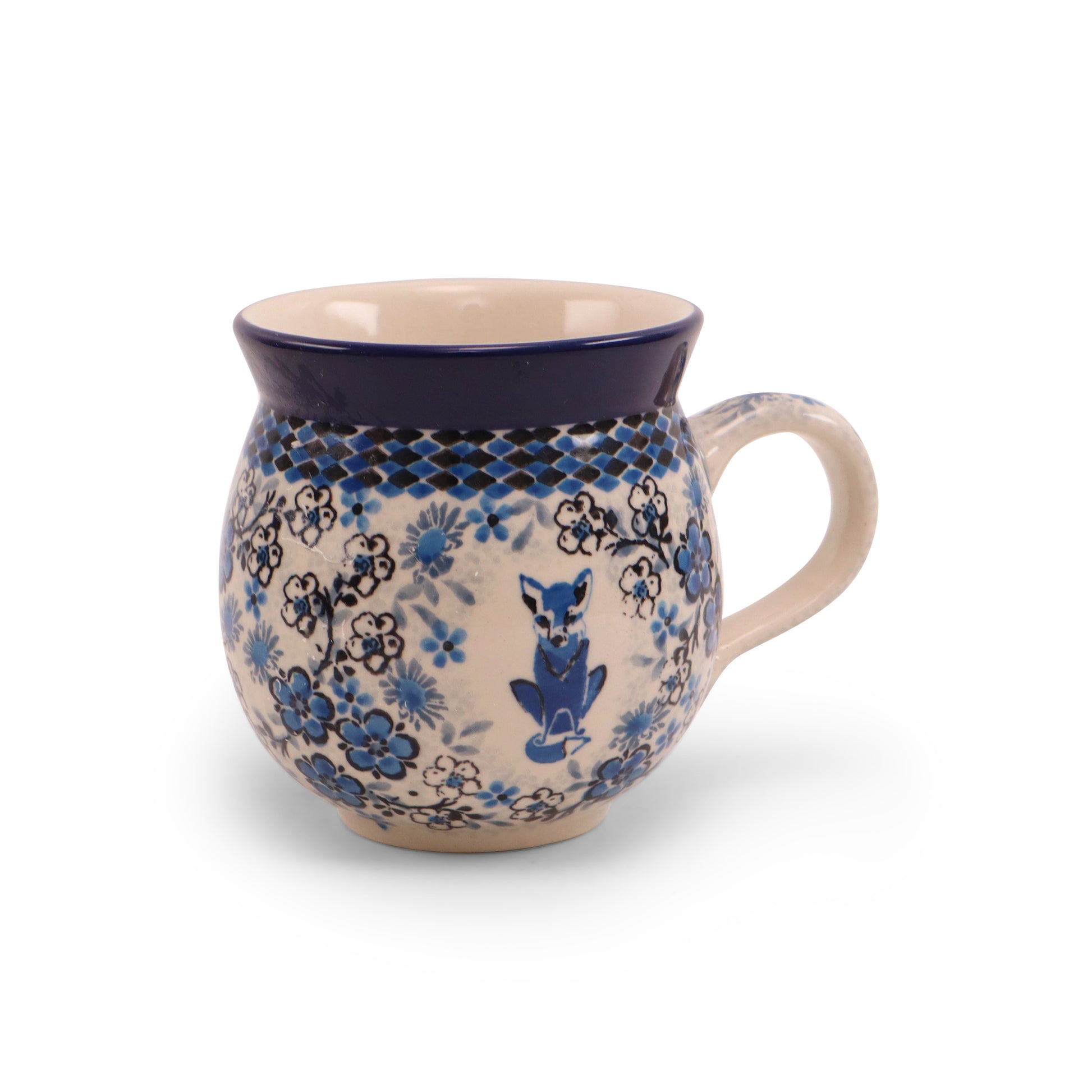 12oz Belly Mug. Pattern: Foxy Flair