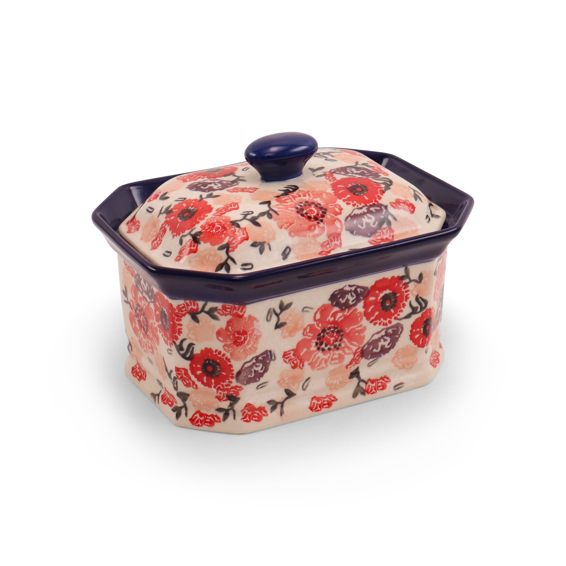 6.5"x5"x3.5 Octagonal Container Pattern: Cherry Delight