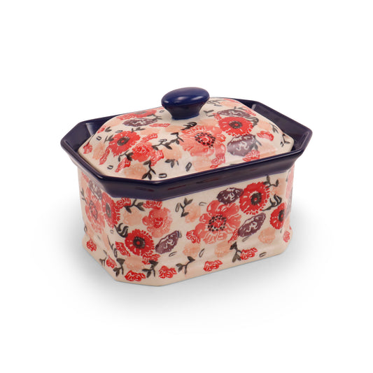 6.5"x5"x3.5 Octagonal Container Pattern: Cherry Delight