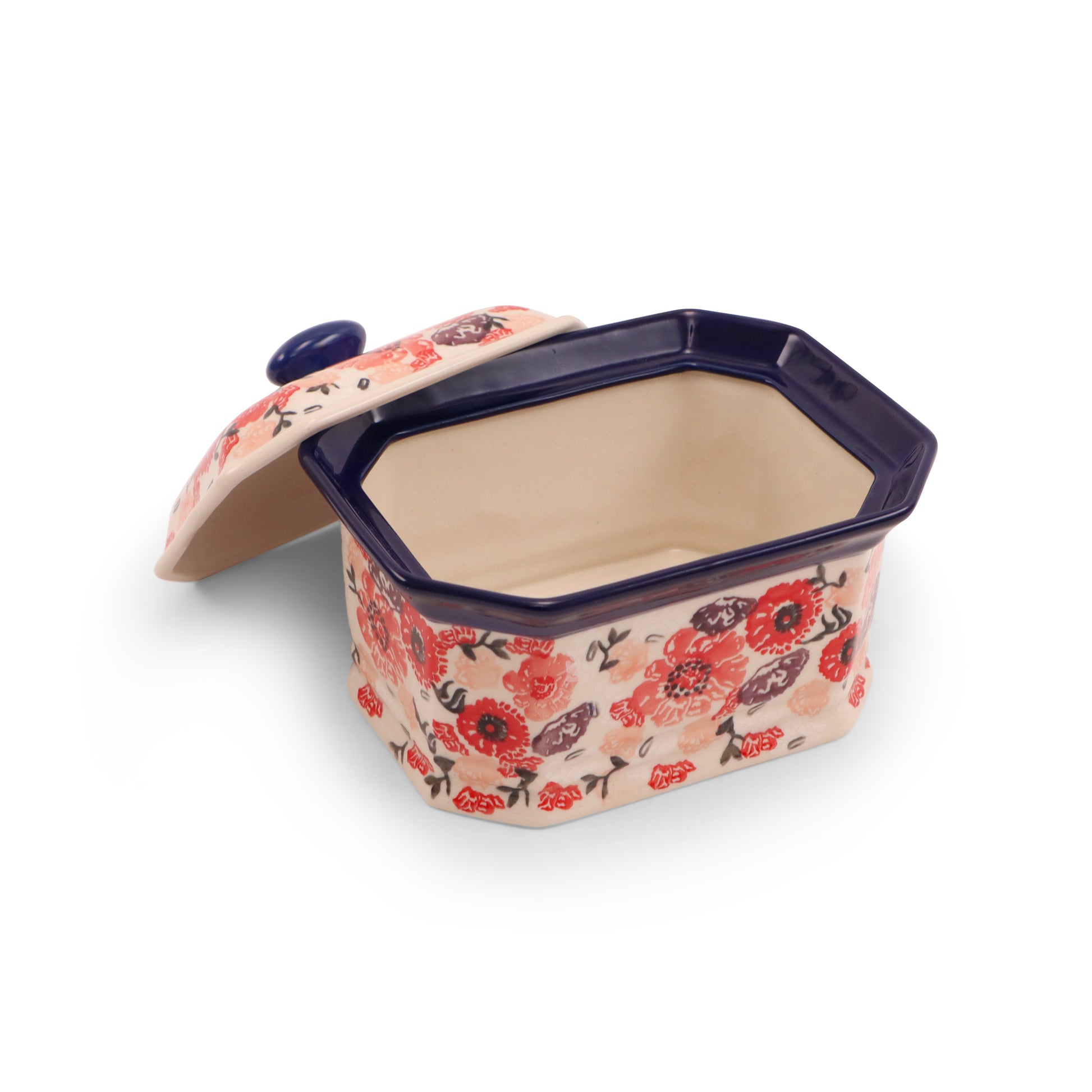 6.5"x5"x3.5 Octagonal Container Pattern: Cherry Delight