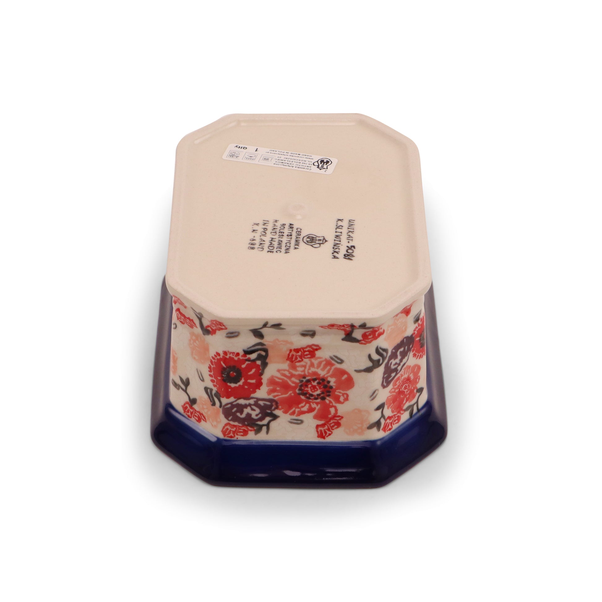 6.5"x5"x3.5 Octagonal Container Pattern: Cherry Delight