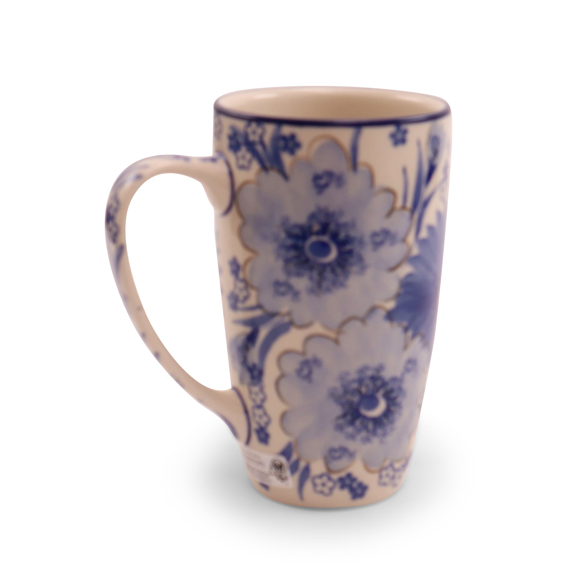 14oz Latte Mug .Pattern:Cobalt Cloud