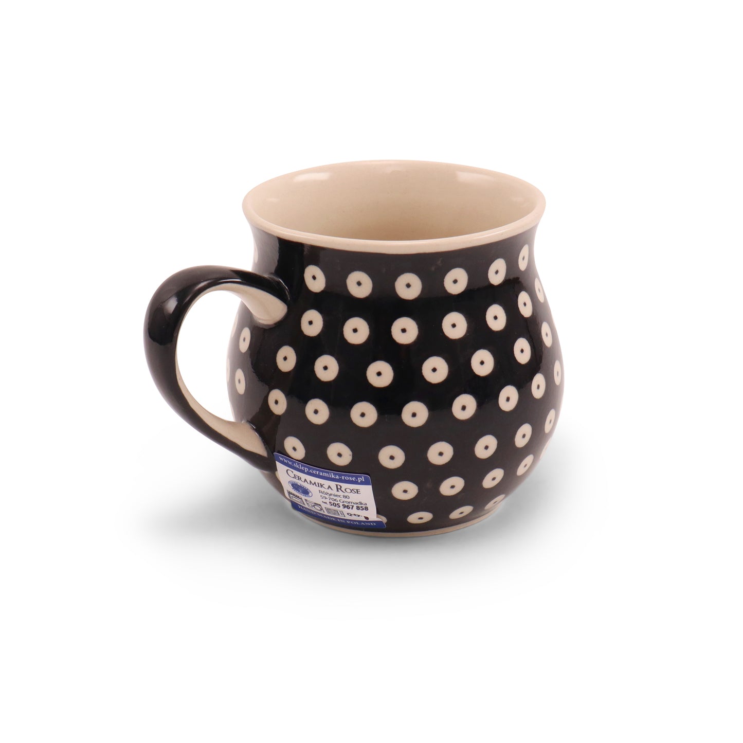 18oz Belly Mug. Pattern: Owl Eye Onyx