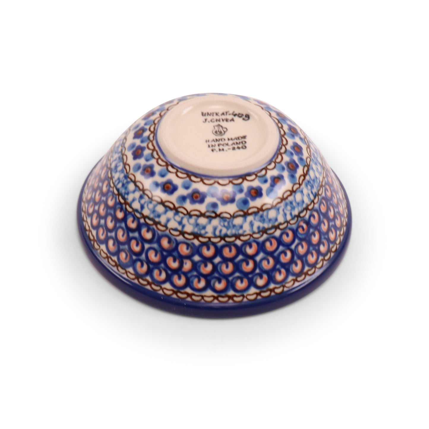 4.5"x2" Ridge Bowl. Pattern: Cobalt Chyla