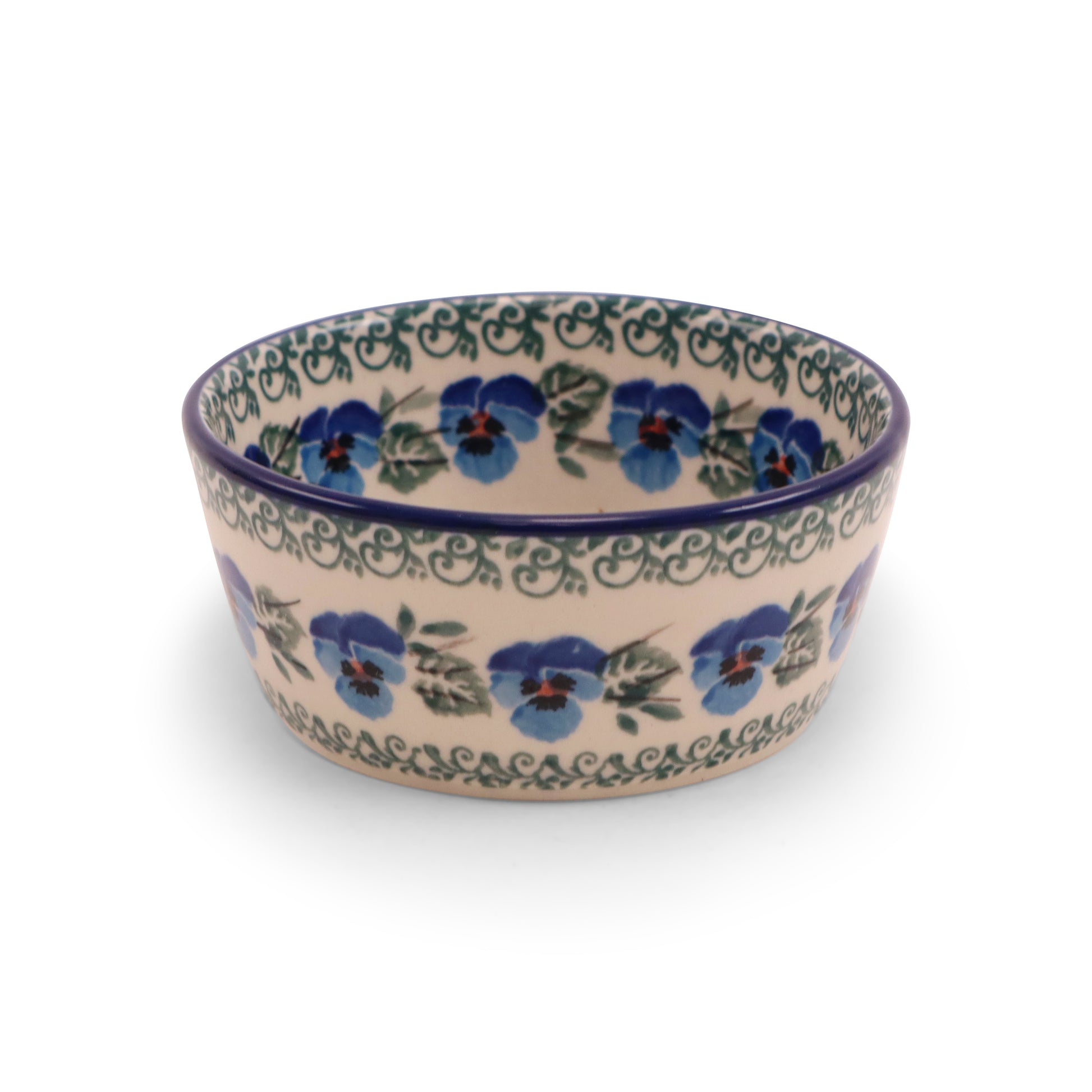 4"x2" Round Bowl. Pattern: Pansy World