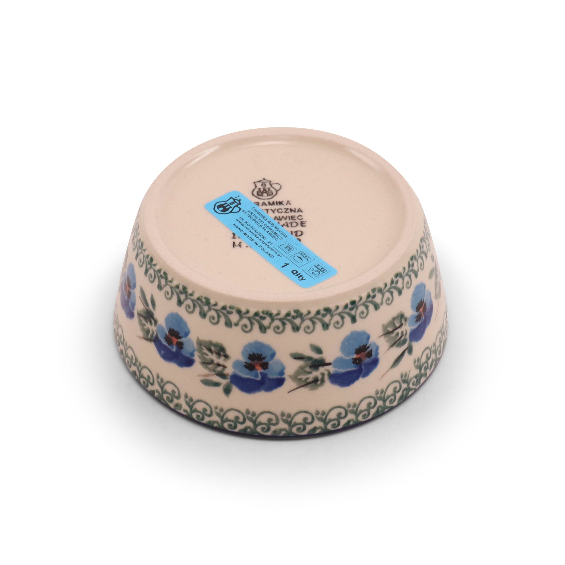 4"x2" Round Bowl. Pattern: Pansy World