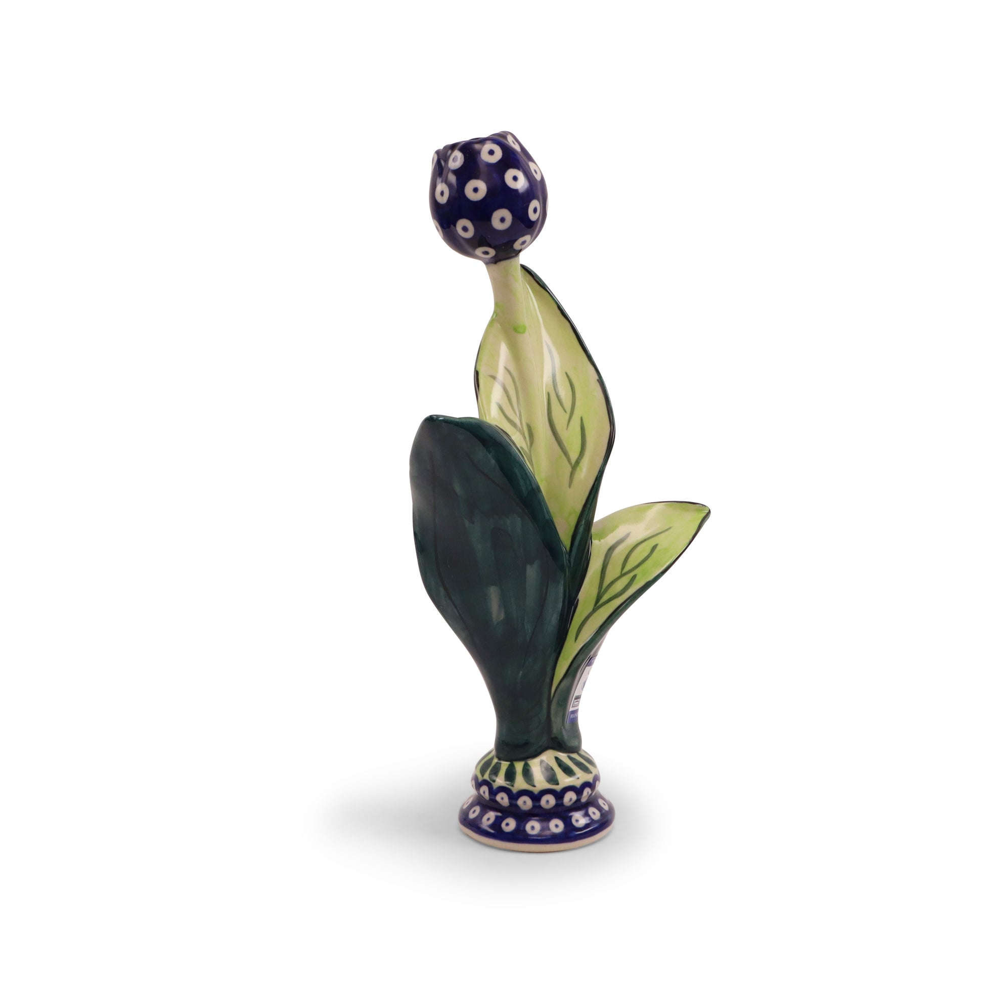 11"x5" Figurine Tulip. Pattern: Owl Eye Cobalt