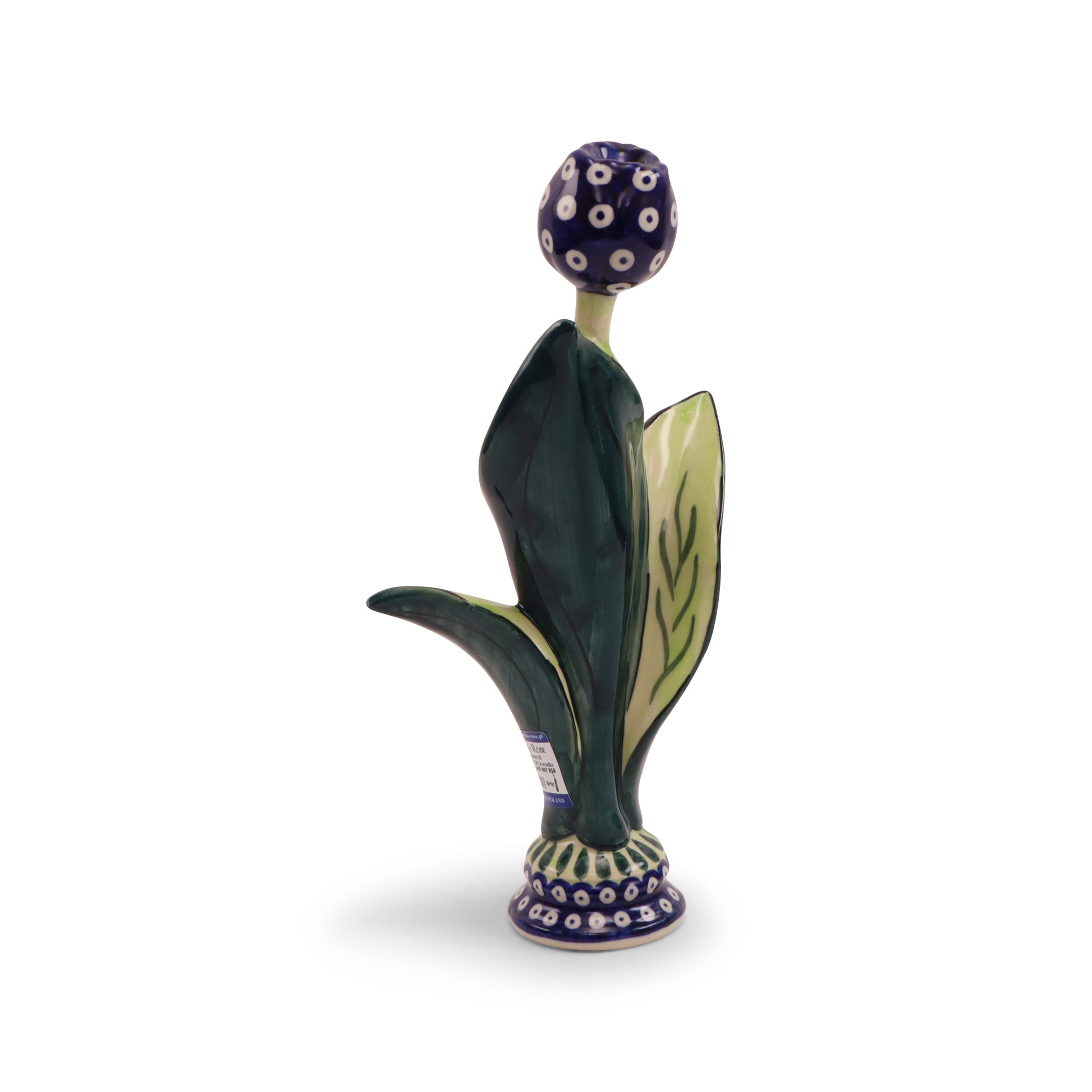 11"x5" Figurine Tulip. Pattern: Owl Eye Cobalt