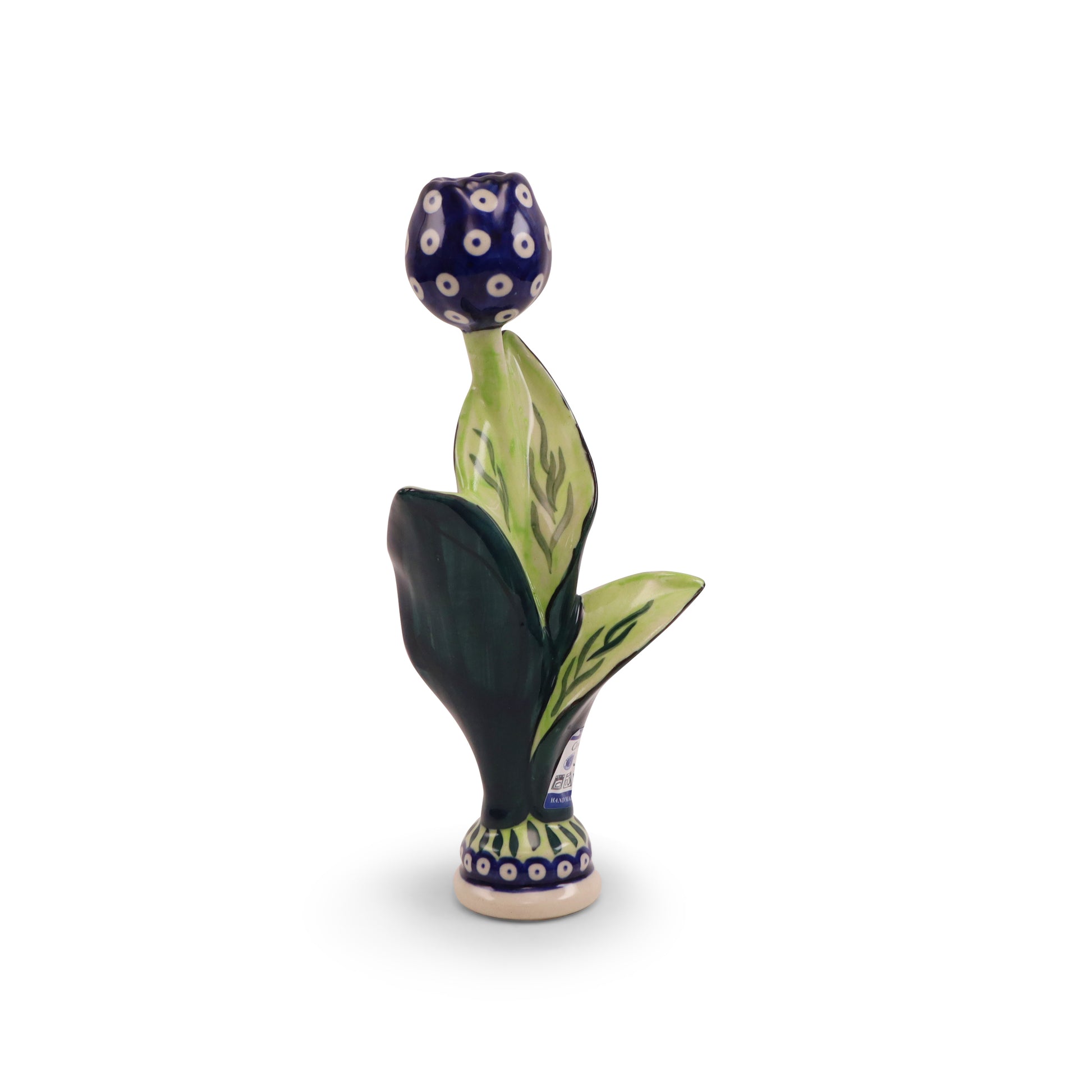 10"x5" Figurine Tulip. Pattern: Owl Eye Cobalt