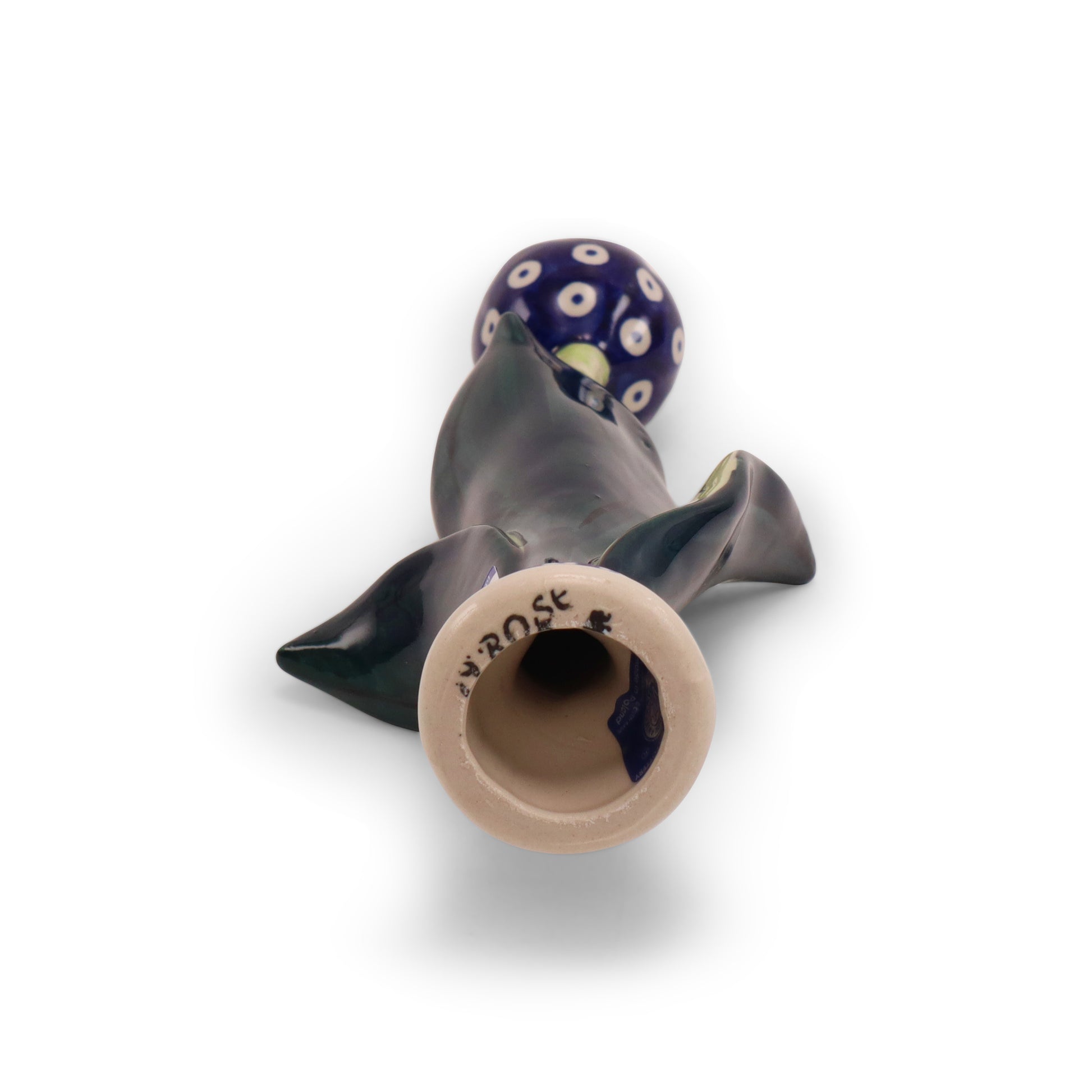 10"x5" Figurine Tulip. Pattern: Owl Eye Cobalt