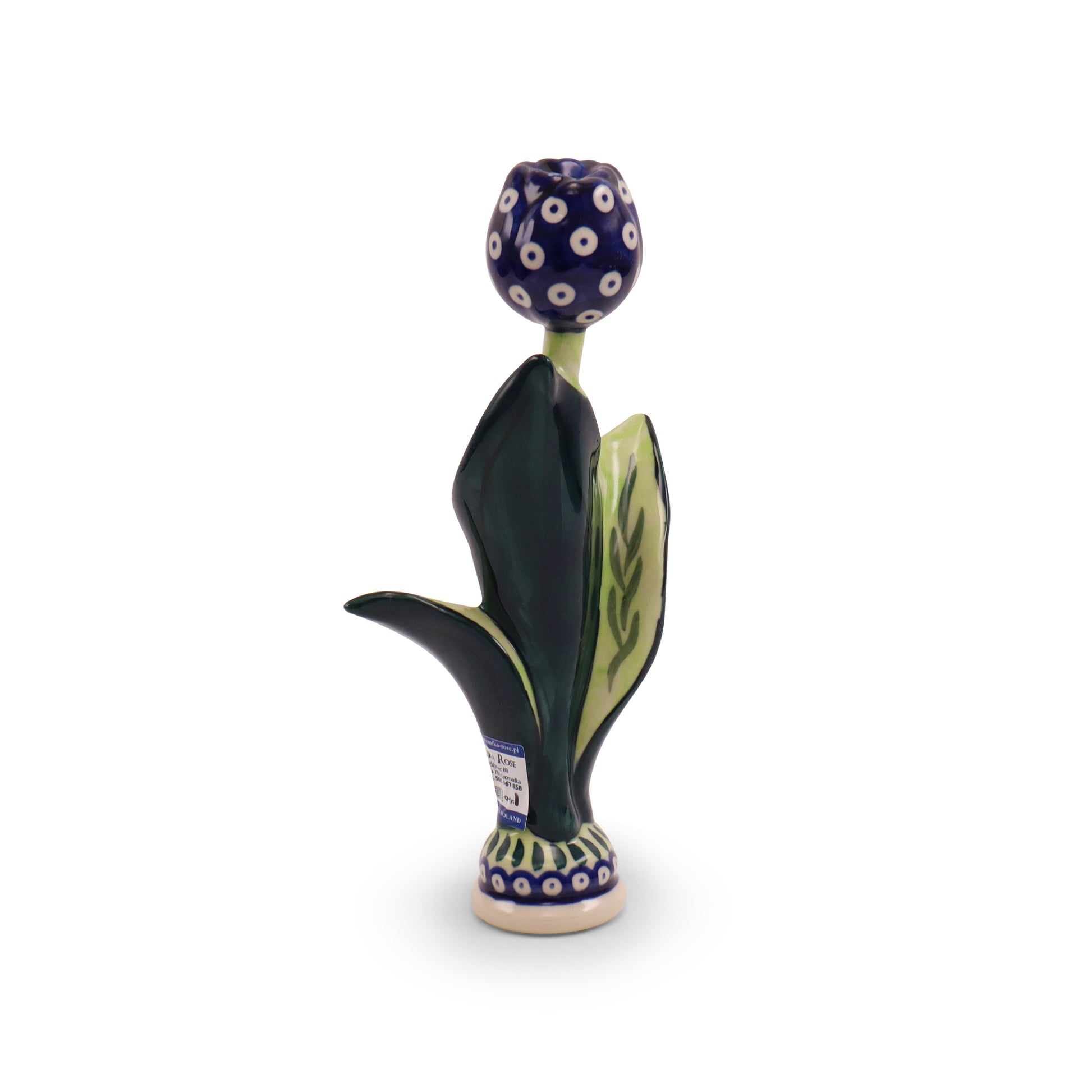 10"x5" Figurine Tulip. Pattern: Owl Eye Cobalt