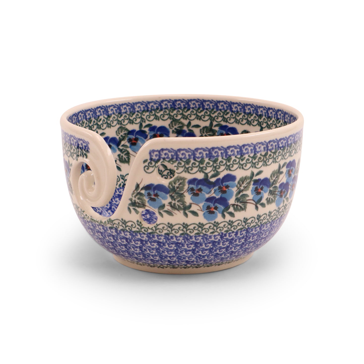 6.5" Yarn Bowl. Pattern: Pansy World