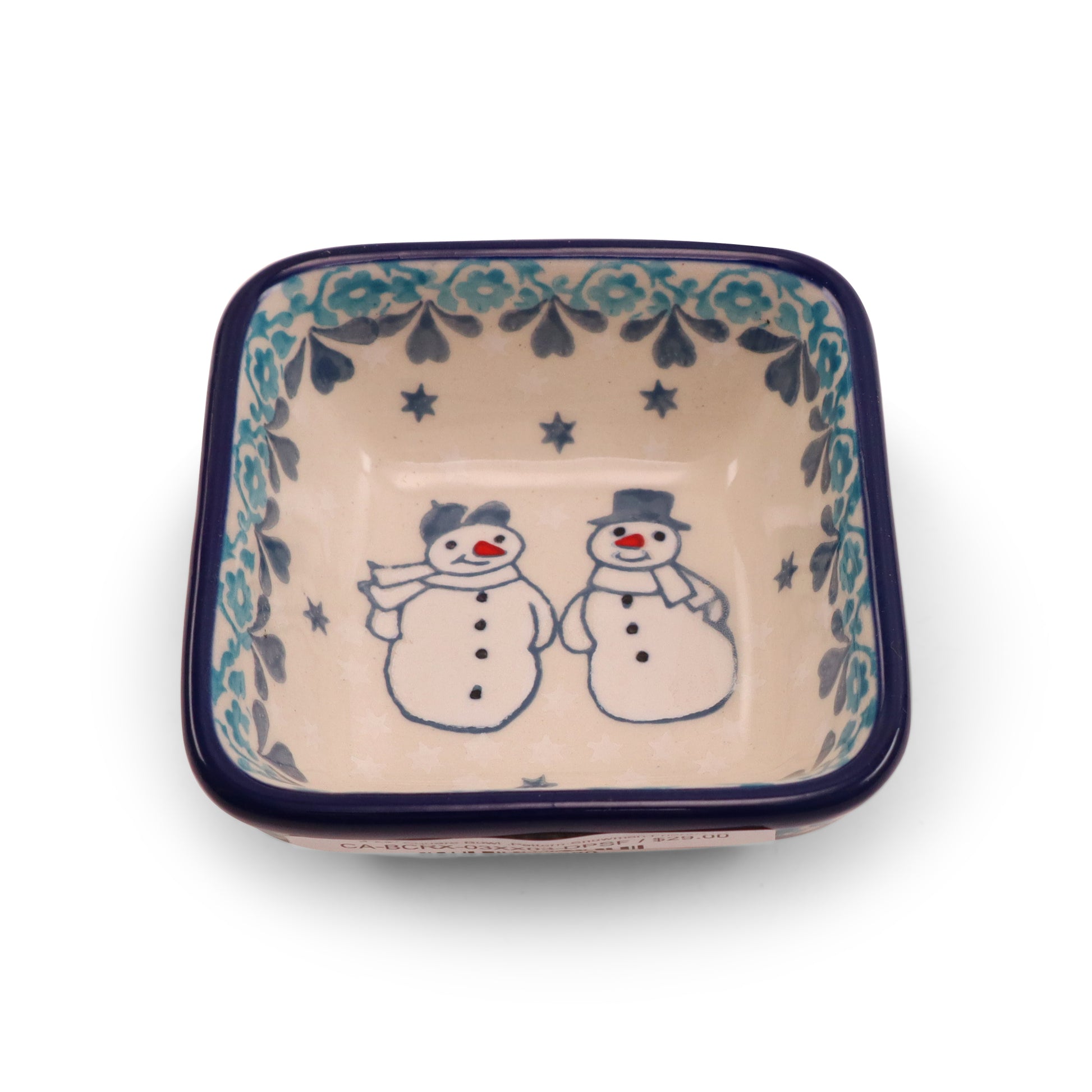 3"x3" Square Bowl .Pattern:Snowman Friends