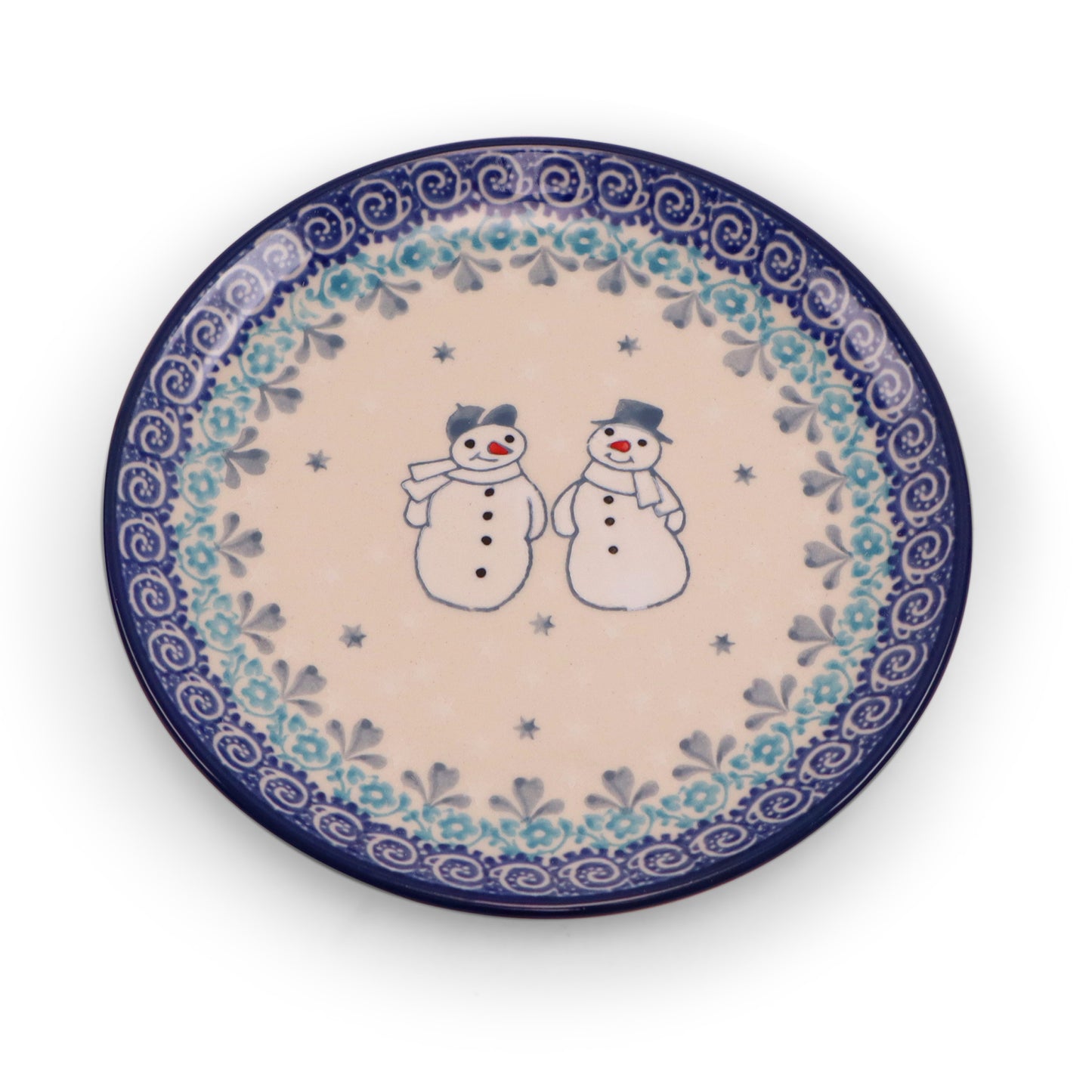 6" Bread Plate .Pattern:Snowman Friends