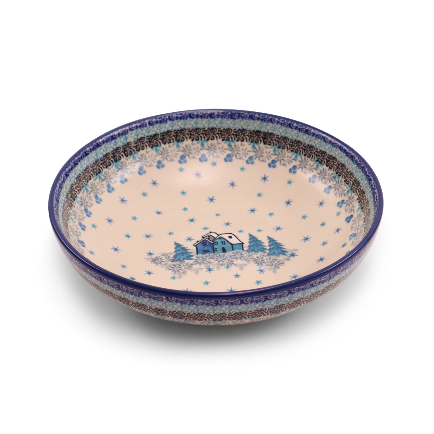 9"x2.5" Round Bowl .Pattern:Winter Cottage