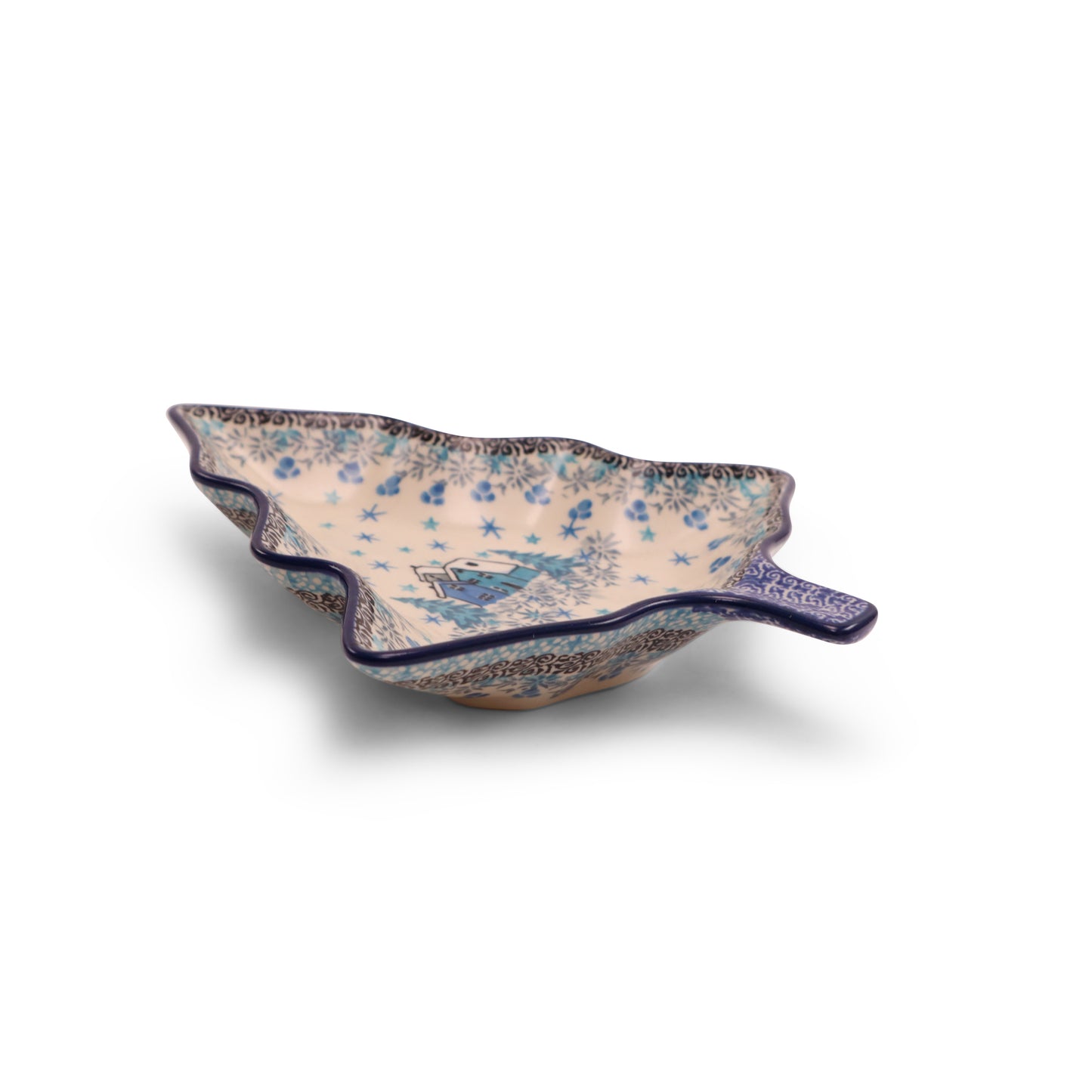 7.5"x8" Tree Dish .Pattern:Winter Cottage