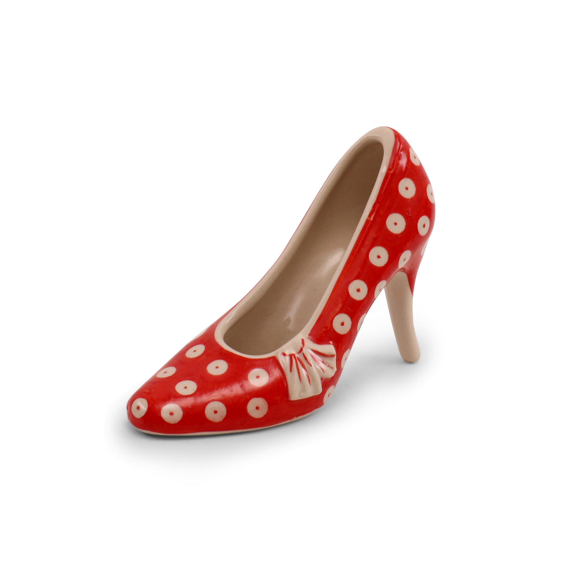 7"x4" Slipper Figurine. Pattern: Owl Eye Scarlet