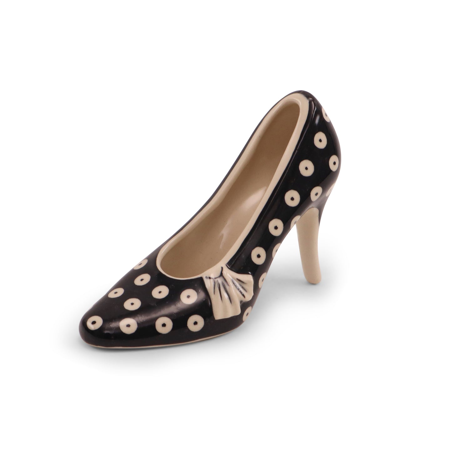 7"x4" 2Q Slipper Figurine. Pattern: Owl Eye Onyx