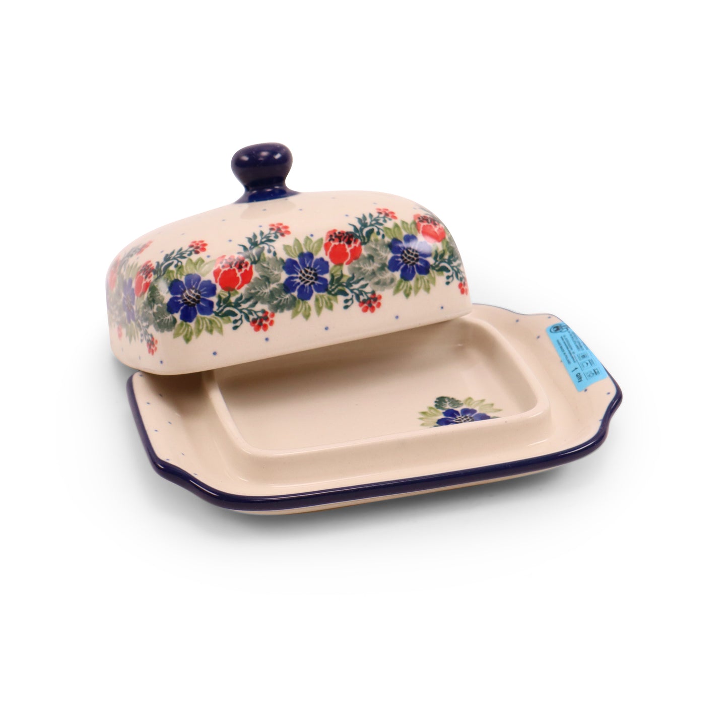 7"x5.5" Butter Dish. Pattern: Around the Clock