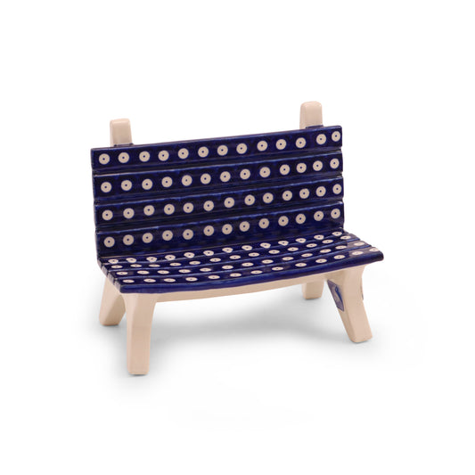 8"x4.5"x7" Bench Figurine. Pattern: Owl Eye Cobalt